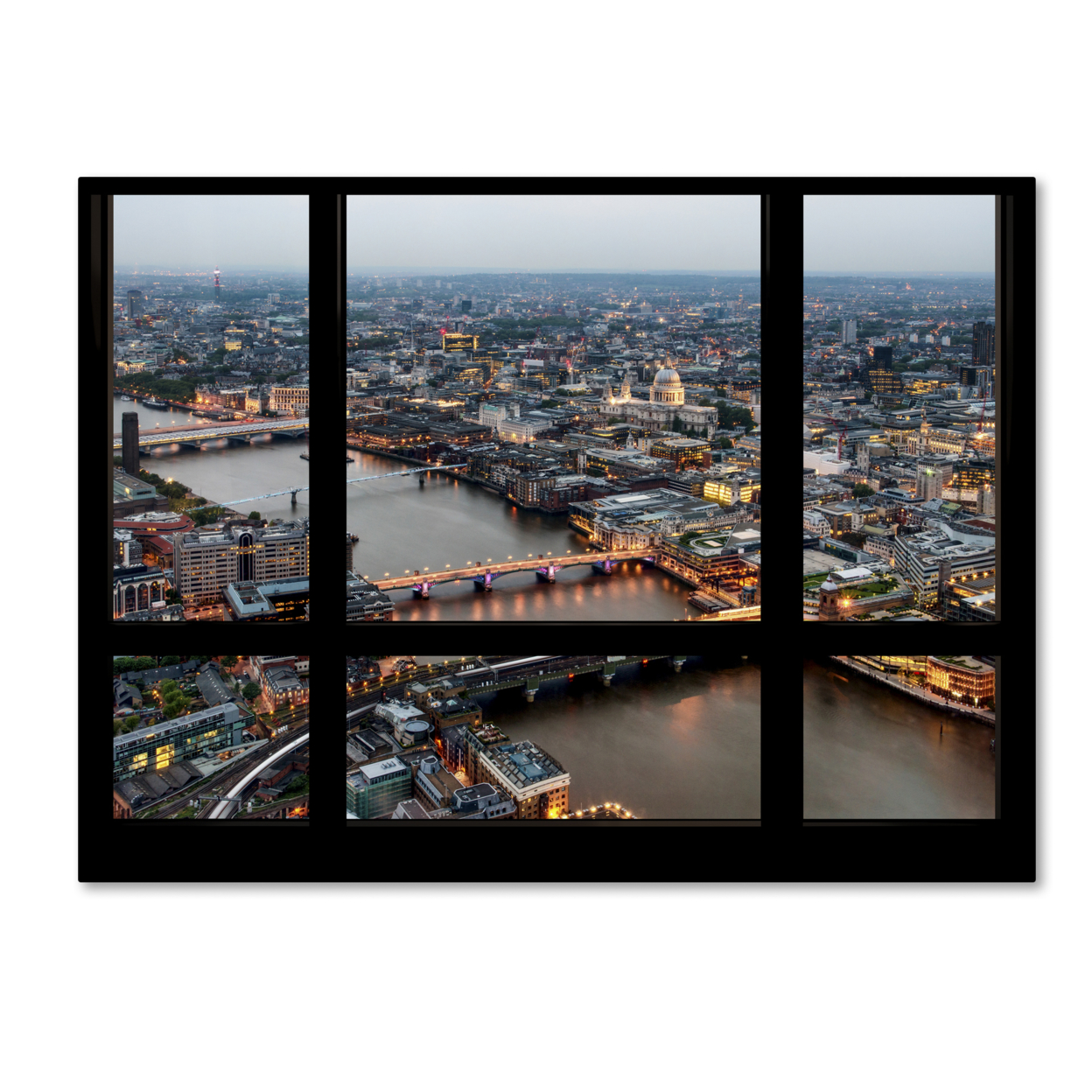 Philippe Hugonnard 'Window View London At Dusk 2' Canvas Wall Art 35 X 47 Inches