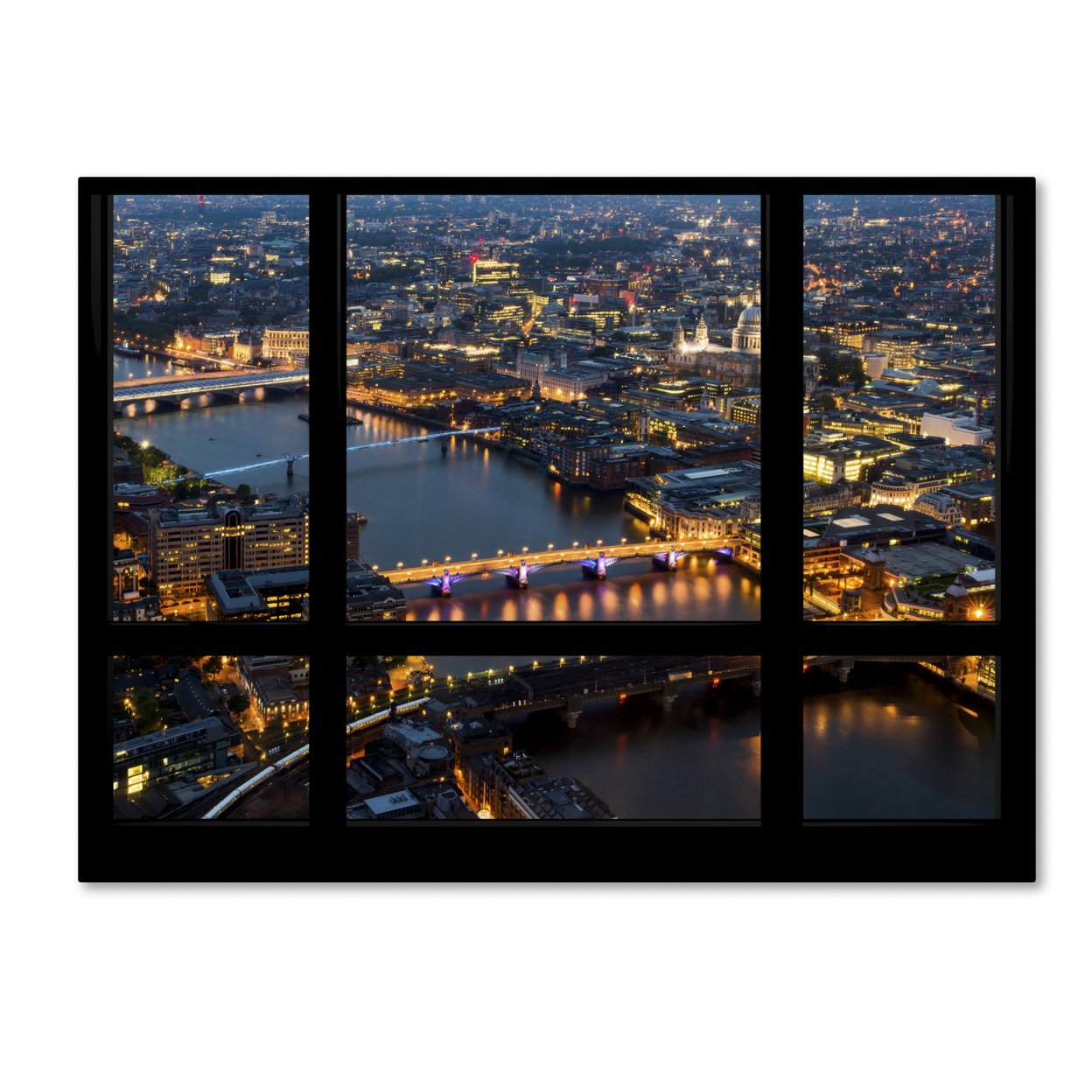 Philippe Hugonnard 'Window View London By Night 2' Canvas Wall Art 35 X 47 Inches