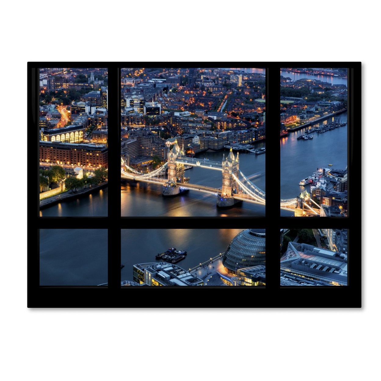 Philippe Hugonnard 'Window View London Bridge 2' Canvas Wall Art 35 X 47 Inches