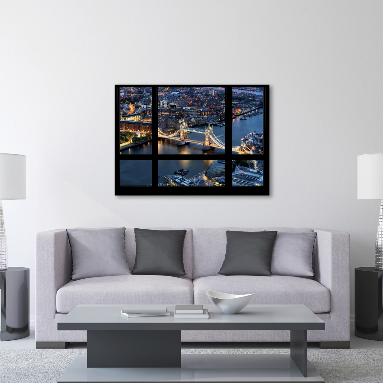 Philippe Hugonnard 'Window View London Bridge 2' Canvas Wall Art 35 X 47 Inches