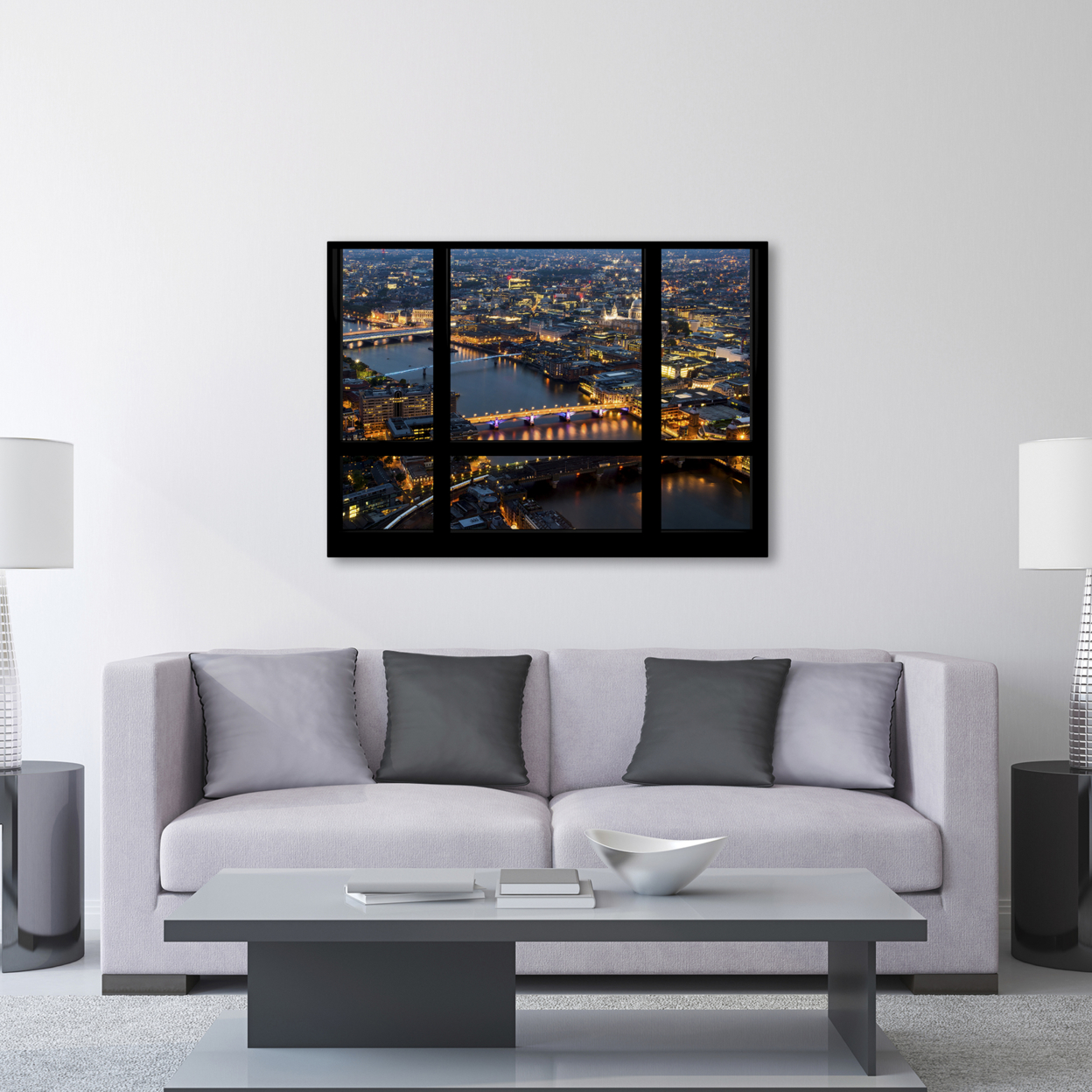 Philippe Hugonnard 'Window View London By Night 2' Canvas Wall Art 35 X 47 Inches