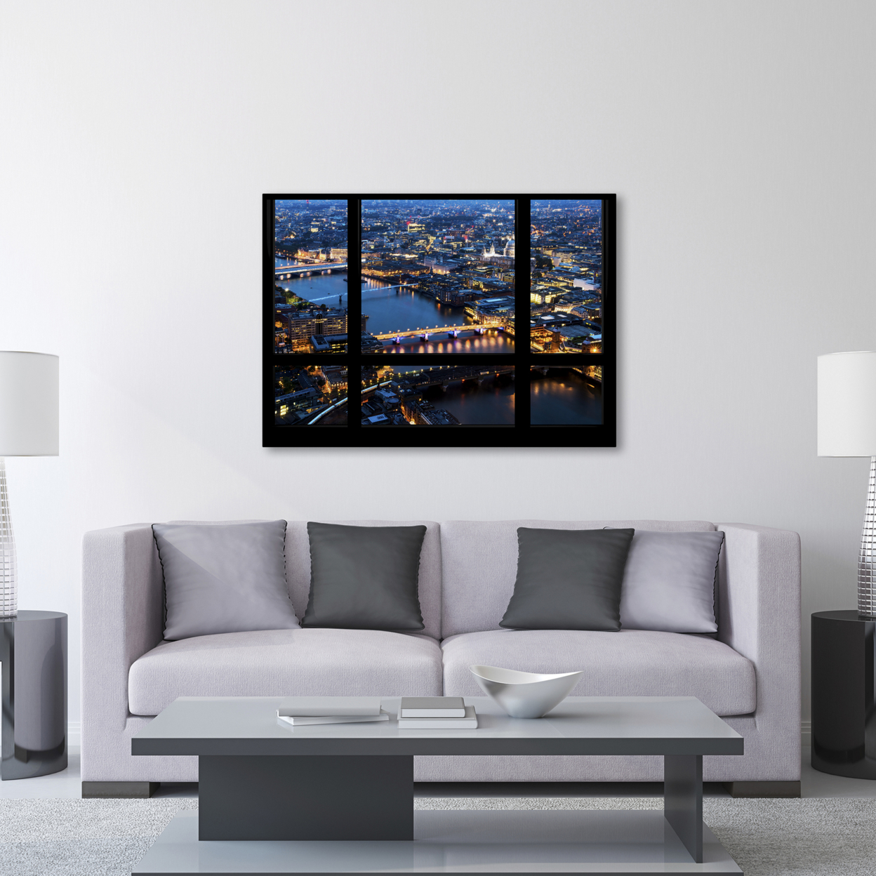 Philippe Hugonnard 'Window View London By Night 7' Canvas Wall Art 35 X 47 Inches