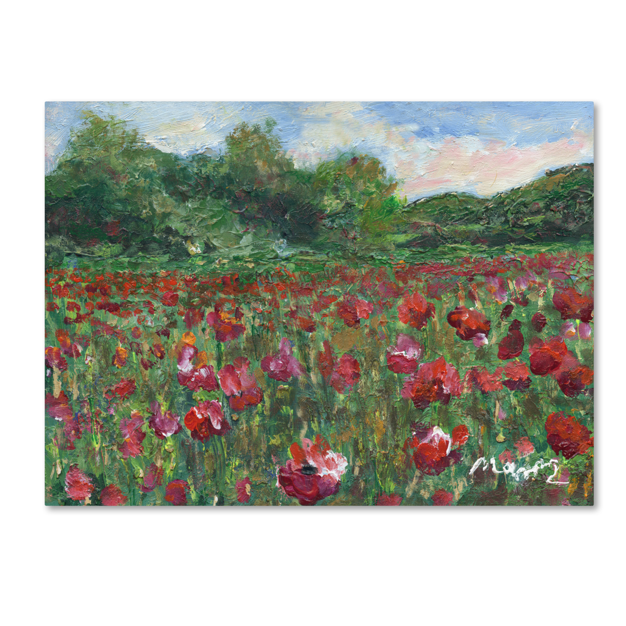 Manor Shadian 'Poppy Field Wood' Canvas Wall Art 35 X 47 Inches