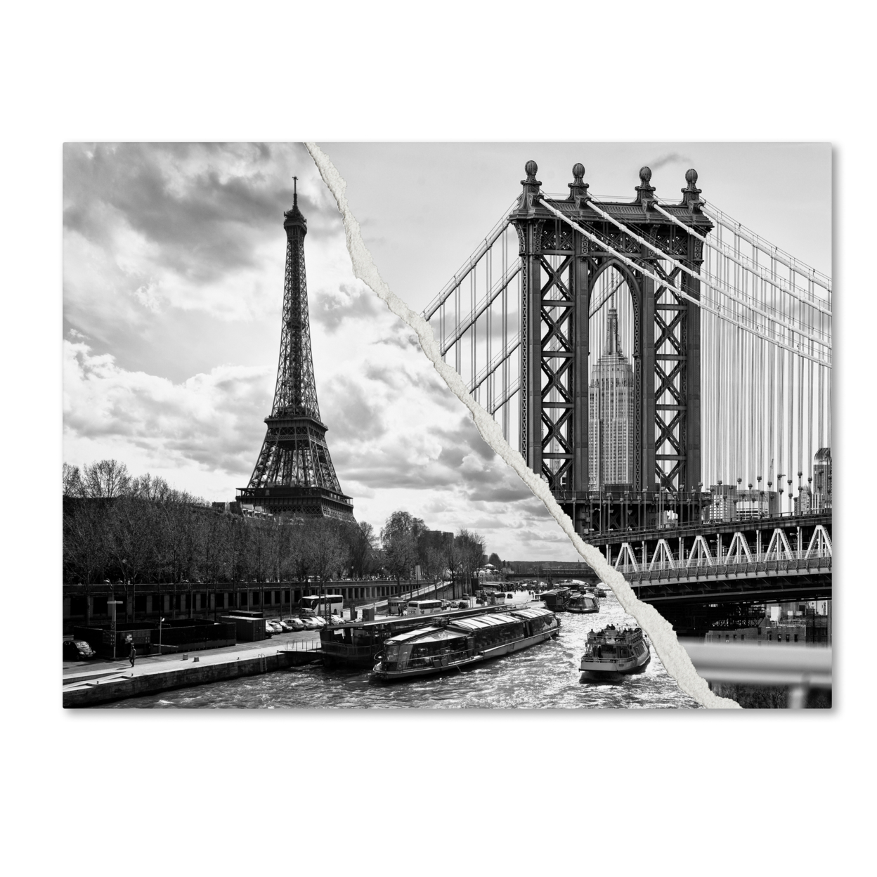 Philippe Hugonnard 'Crossing The River' Canvas Wall Art 35 X 47 Inches