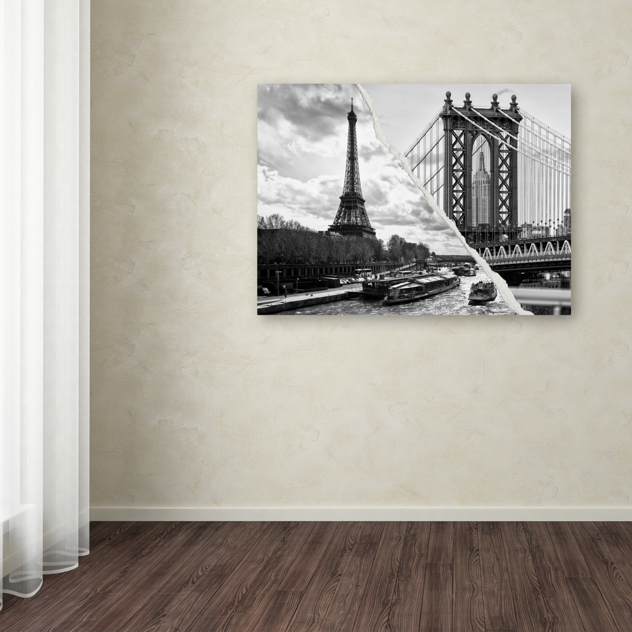 Philippe Hugonnard 'Crossing The River' Canvas Wall Art 35 X 47 Inches