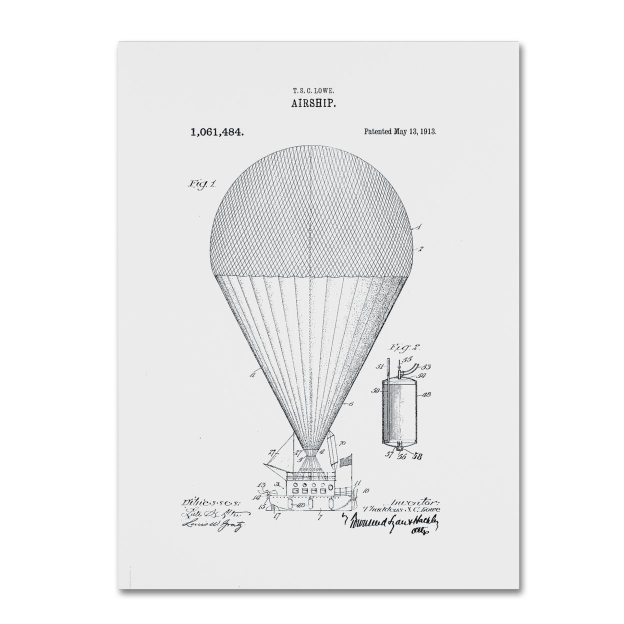 Claire Doherty 'Airship Patent 1913 White' Canvas Wall Art 35 X 47 Inches