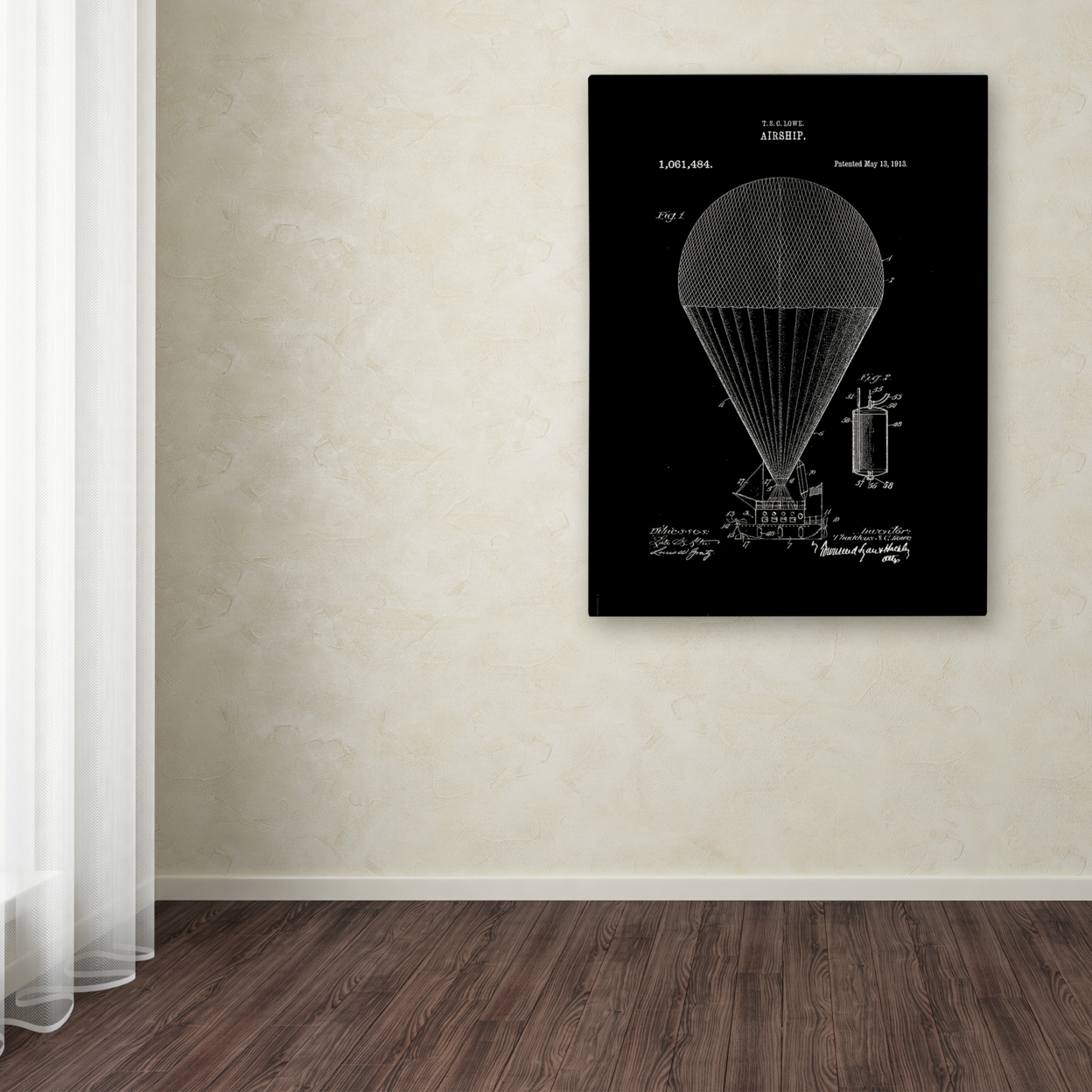 Claire Doherty 'Airship Patent 1913 Black' Canvas Wall Art 35 X 47 Inches