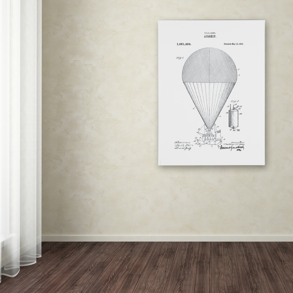 Claire Doherty 'Airship Patent 1913 White' Canvas Wall Art 35 X 47 Inches