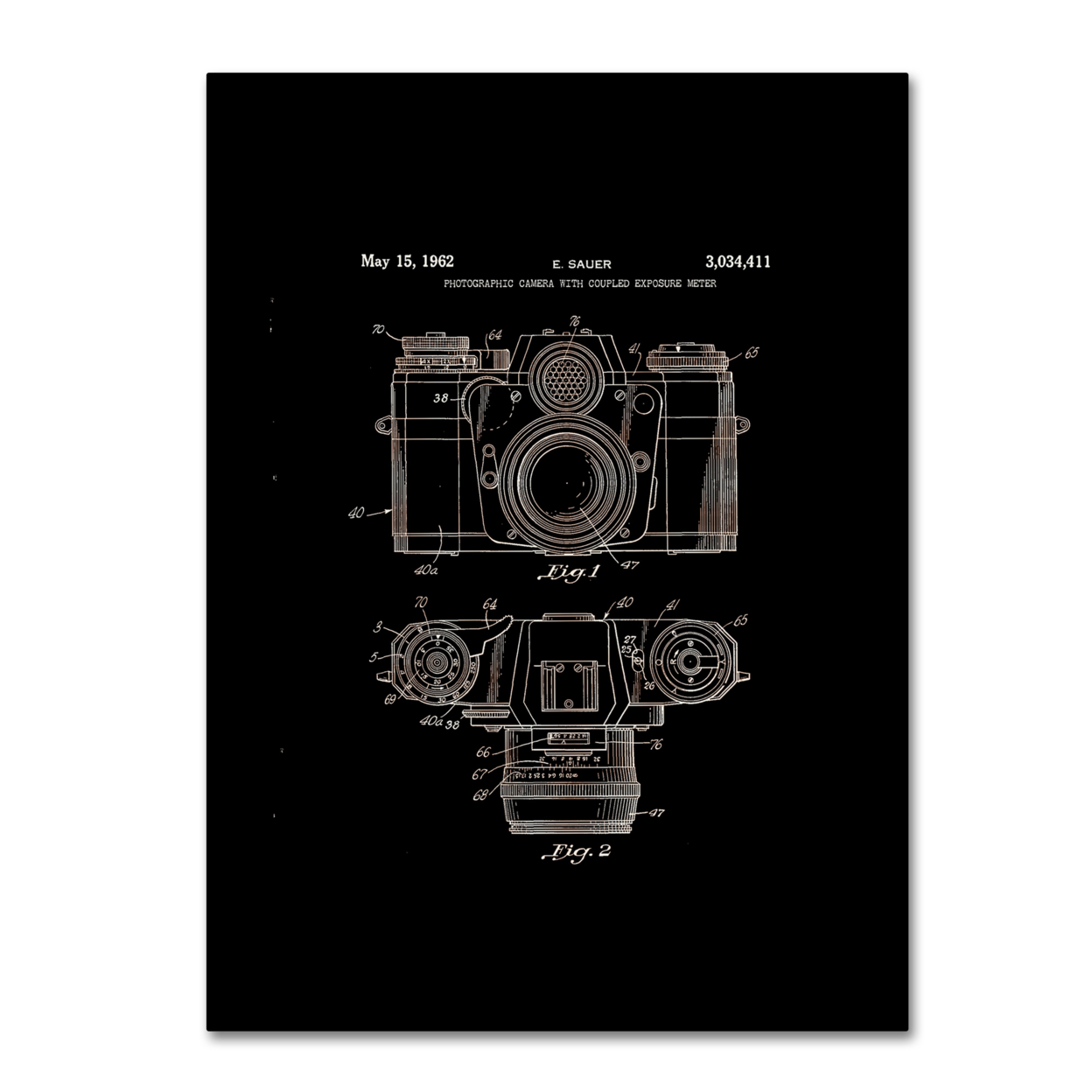 Claire Doherty 'Photographic Camera Patent 1962 Black' Canvas Wall Art 35 X 47 Inches