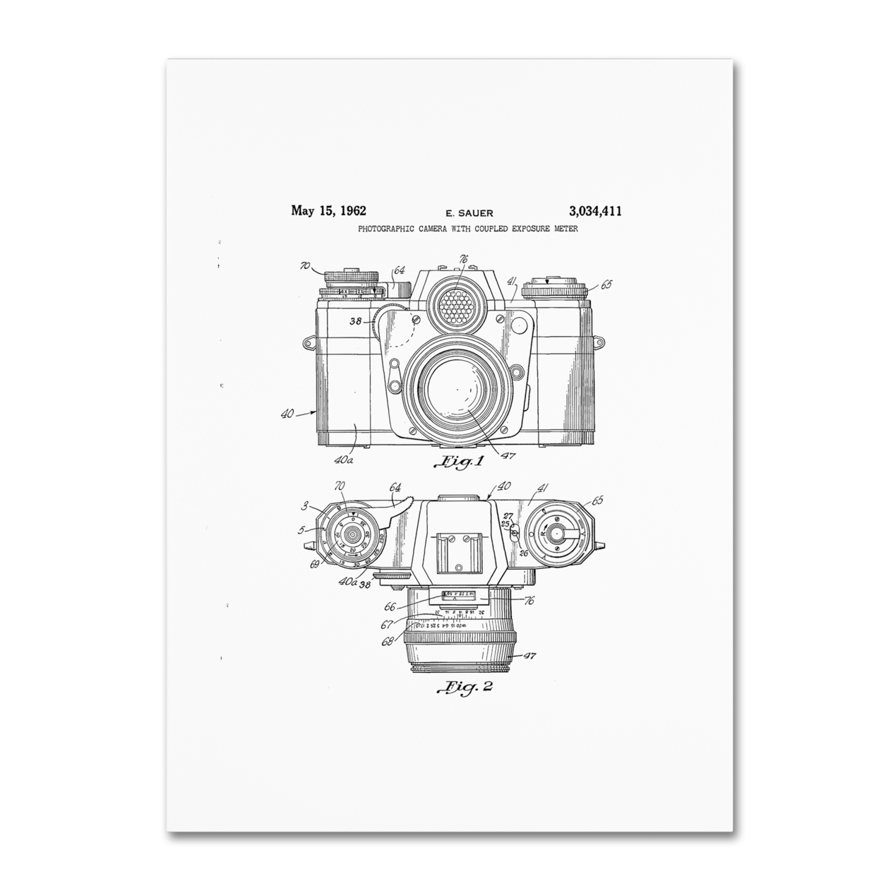 Claire Doherty 'Photographic Camera Patent 1962 White' Canvas Wall Art 35 X 47 Inches