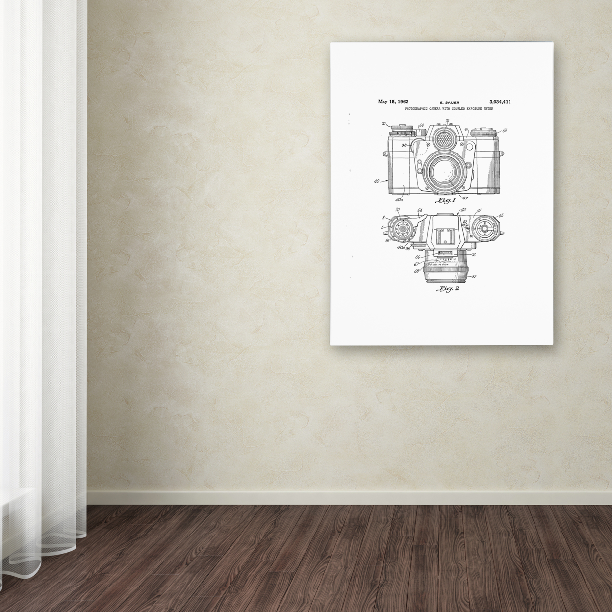 Claire Doherty 'Photographic Camera Patent 1962 White' Canvas Wall Art 35 X 47 Inches