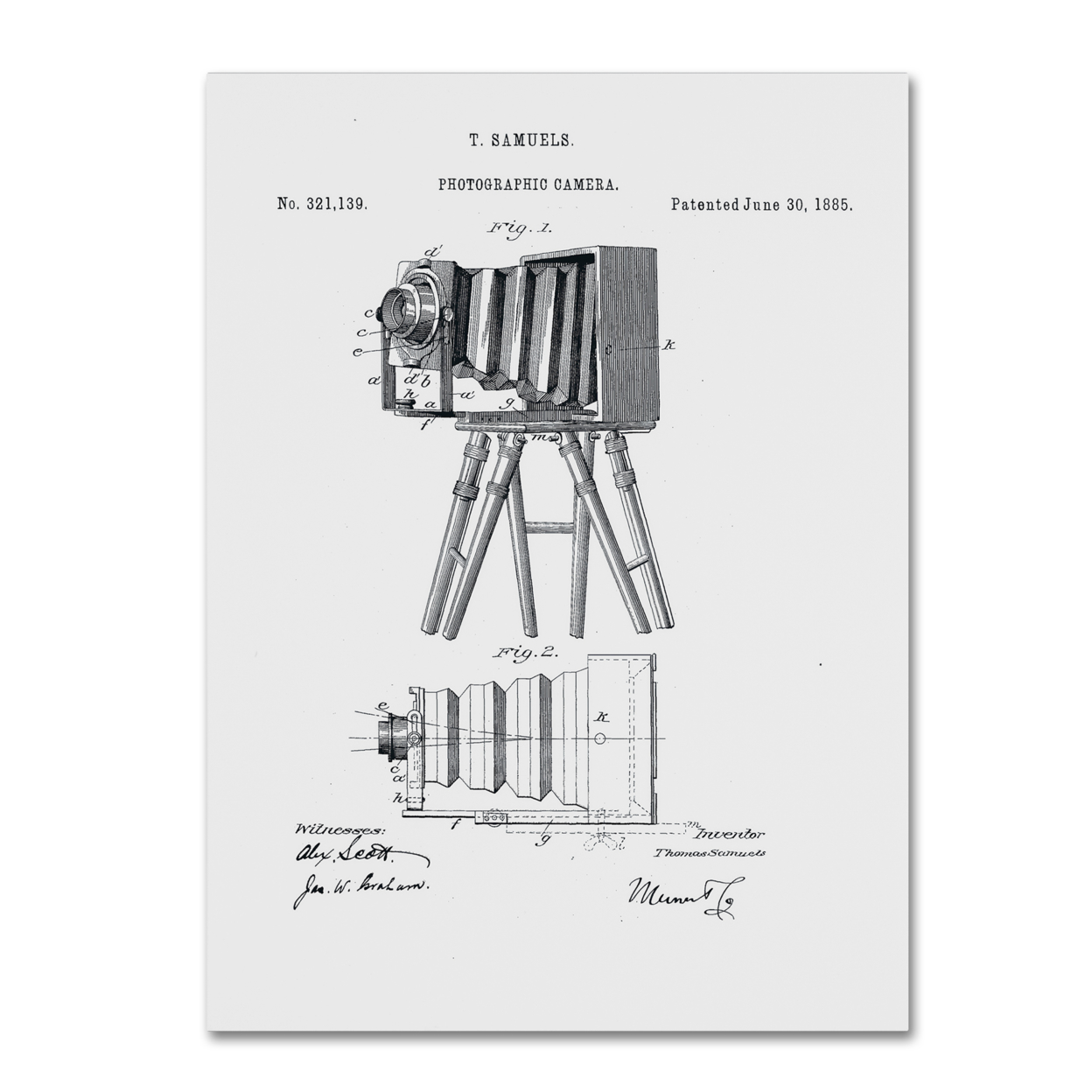 Claire Doherty 'Photographic Camera Patent 1885 White' Canvas Wall Art 35 X 47 Inches