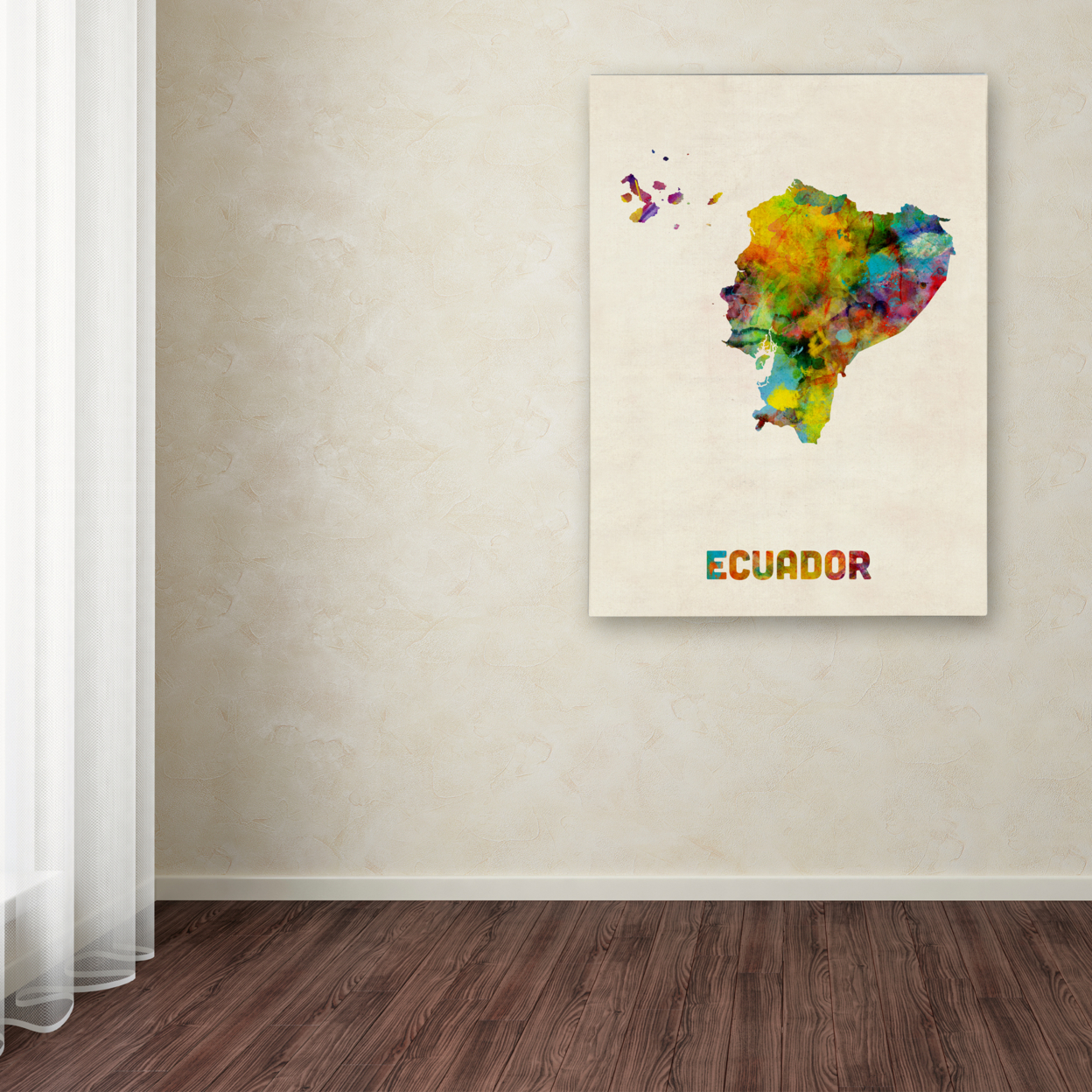 Michael Tompsett 'Ecuador Watercolor Map' Canvas Wall Art 35 X 47 Inches