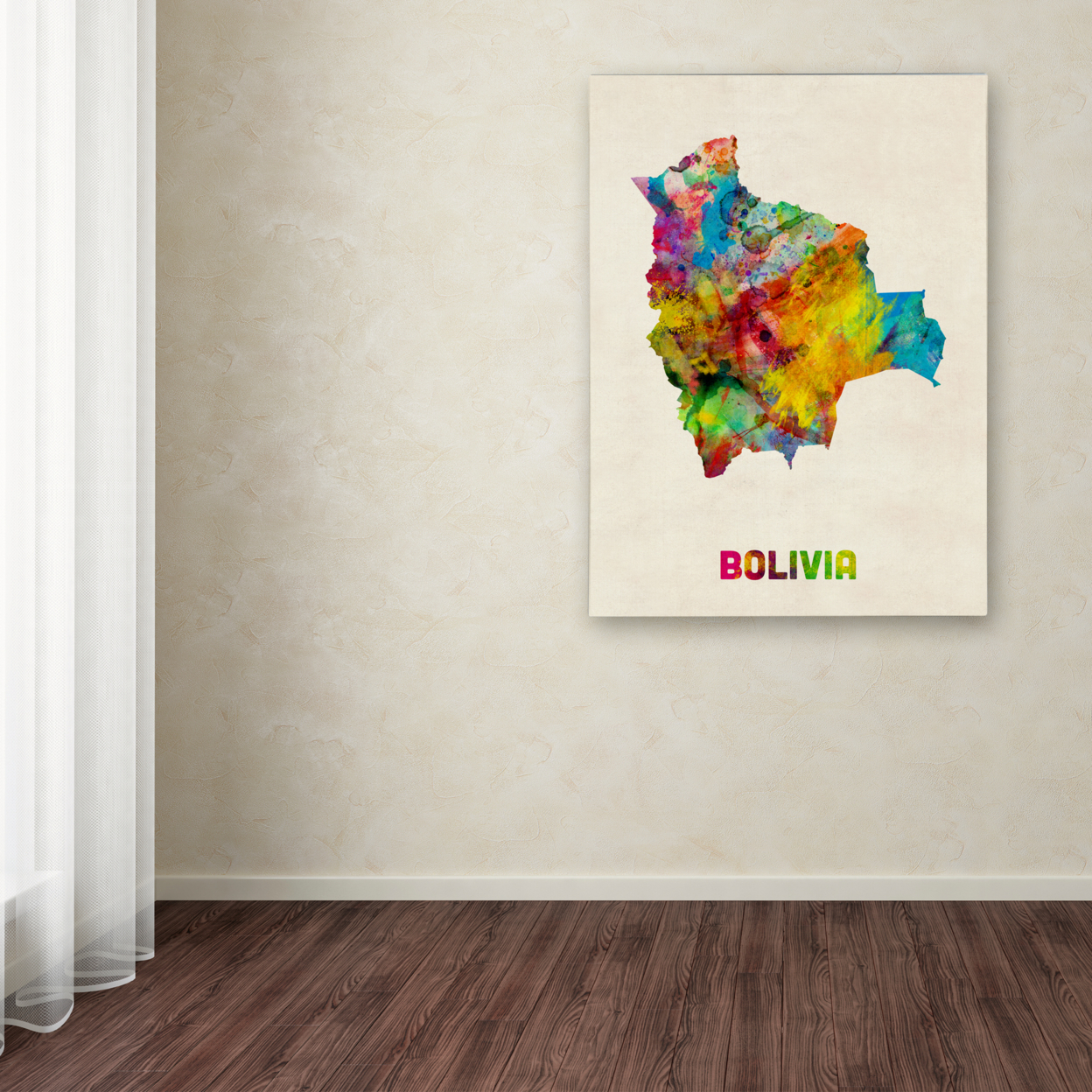 Michael Tompsett 'Bolivia Watercolor Map' Canvas Wall Art 35 X 47 Inches