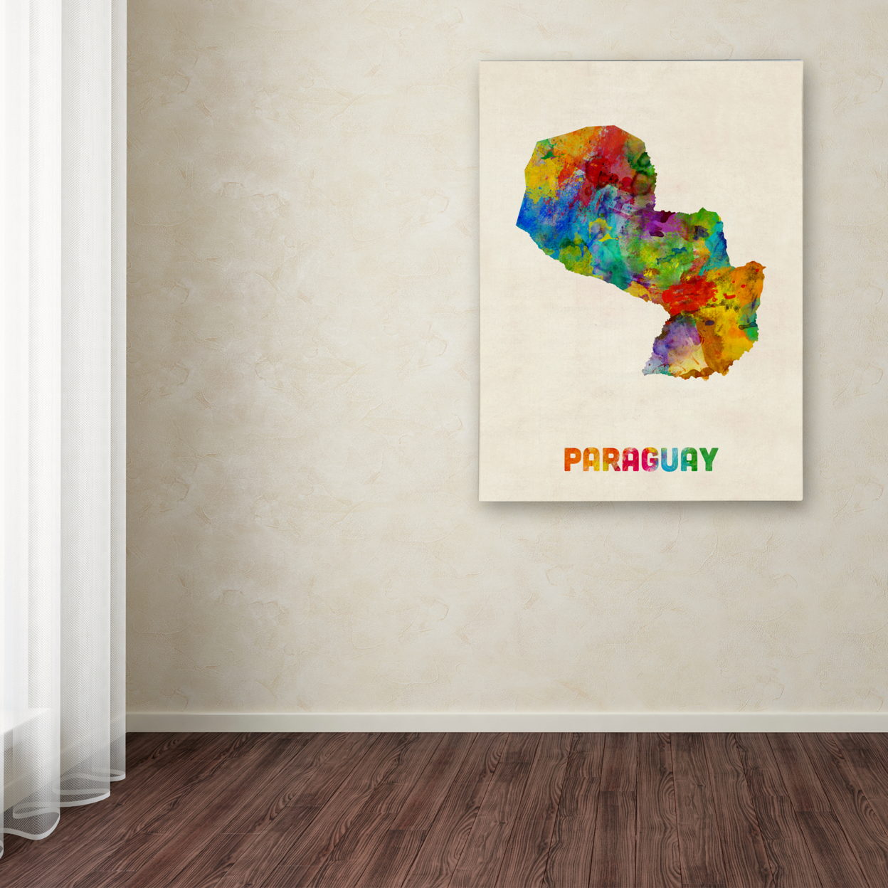 Michael Tompsett 'Paraguay Watercolor Map' Canvas Wall Art 35 X 47 Inches