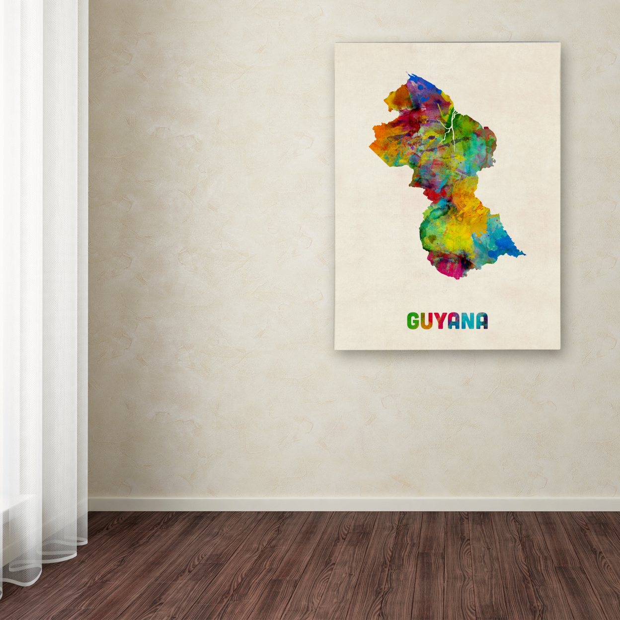 Michael Tompsett 'Guyana Watercolor Map' Canvas Wall Art 35 X 47 Inches