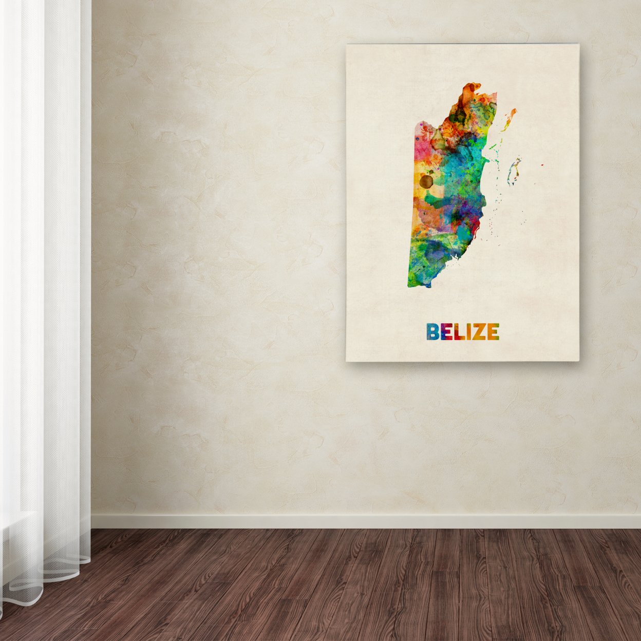 Michael Tompsett 'Belize Watercolor Map' Canvas Wall Art 35 X 47 Inches