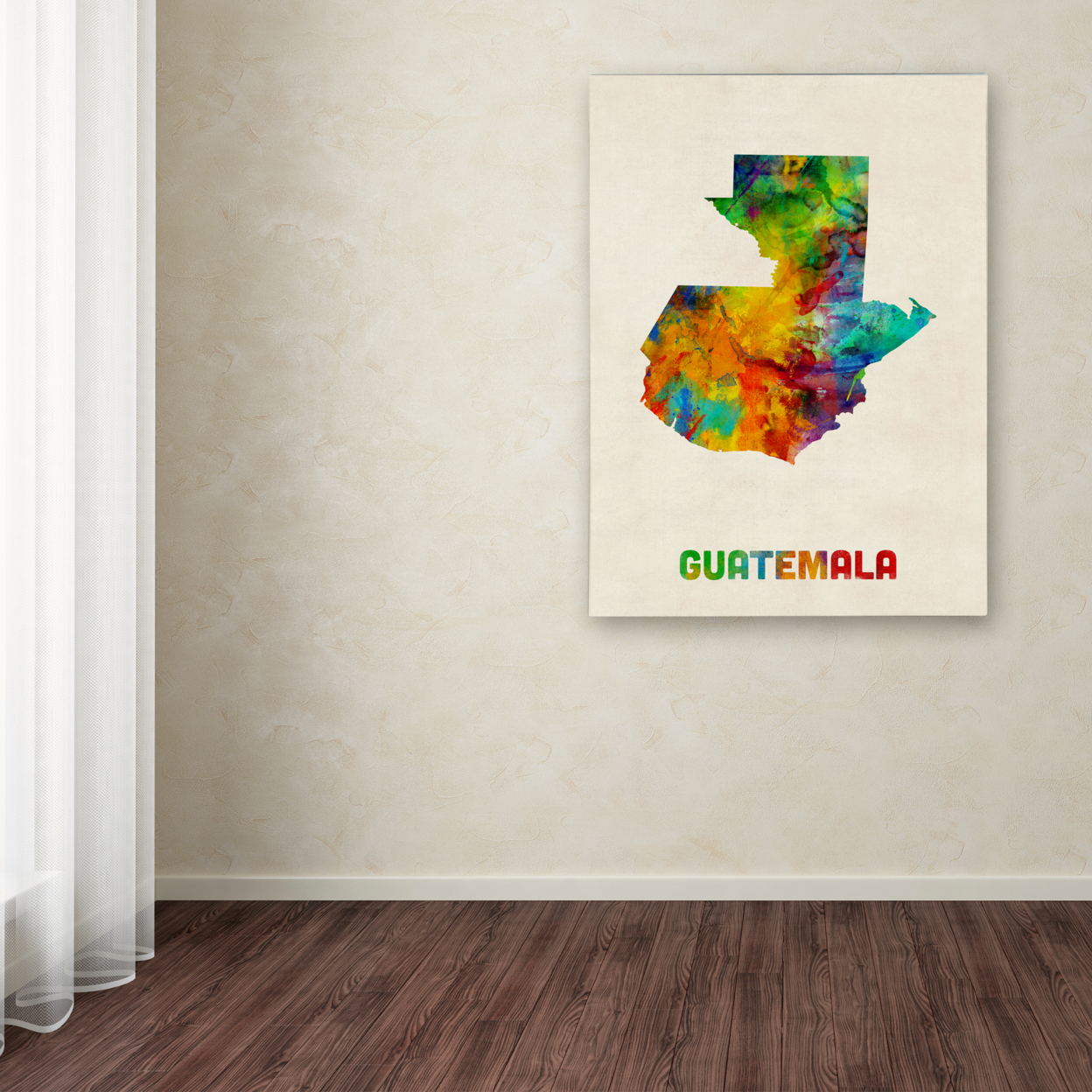 Michael Tompsett 'Guatemala Watercolor Map' Canvas Wall Art 35 X 47 Inches