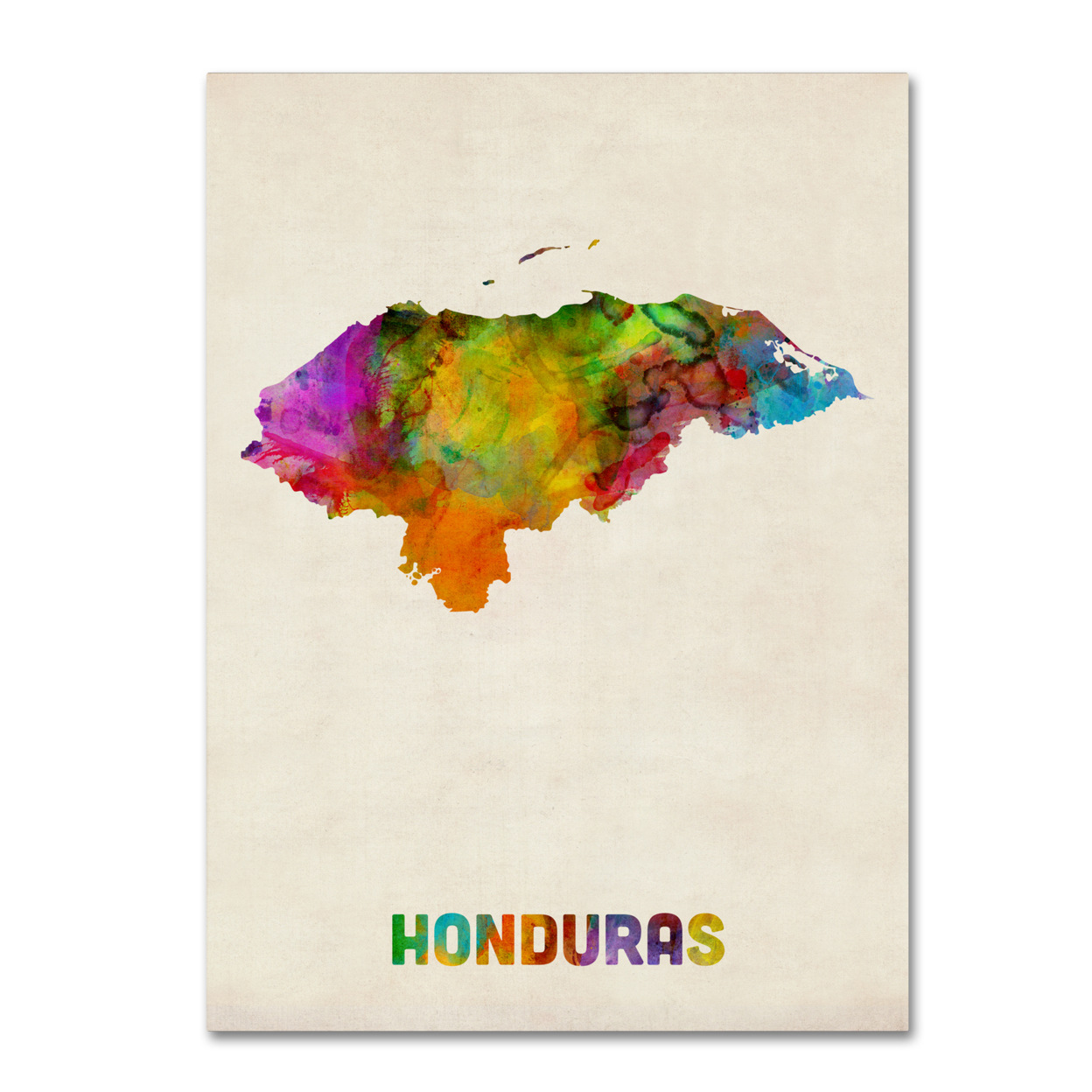 Michael Tompsett 'Honduras Watercolor Map' Canvas Wall Art 35 X 47 Inches
