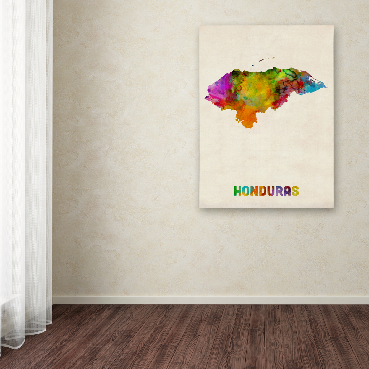 Michael Tompsett 'Honduras Watercolor Map' Canvas Wall Art 35 X 47 Inches