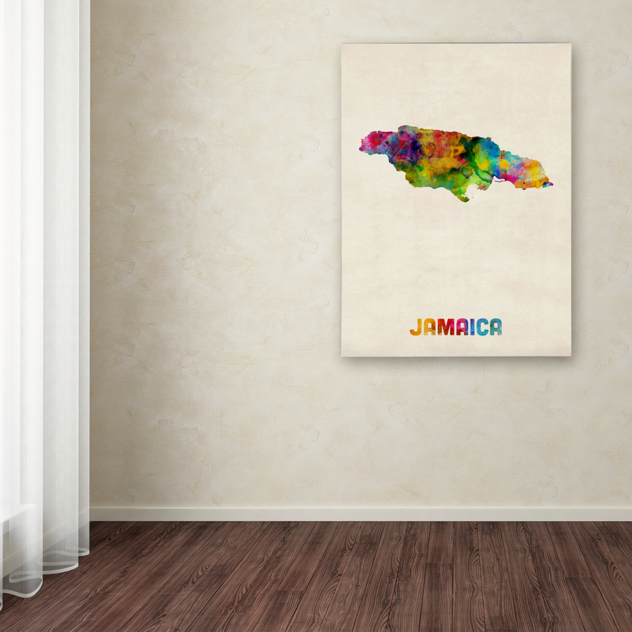 Michael Tompsett 'Jamaica Watercolor Map' Canvas Wall Art 35 X 47 Inches