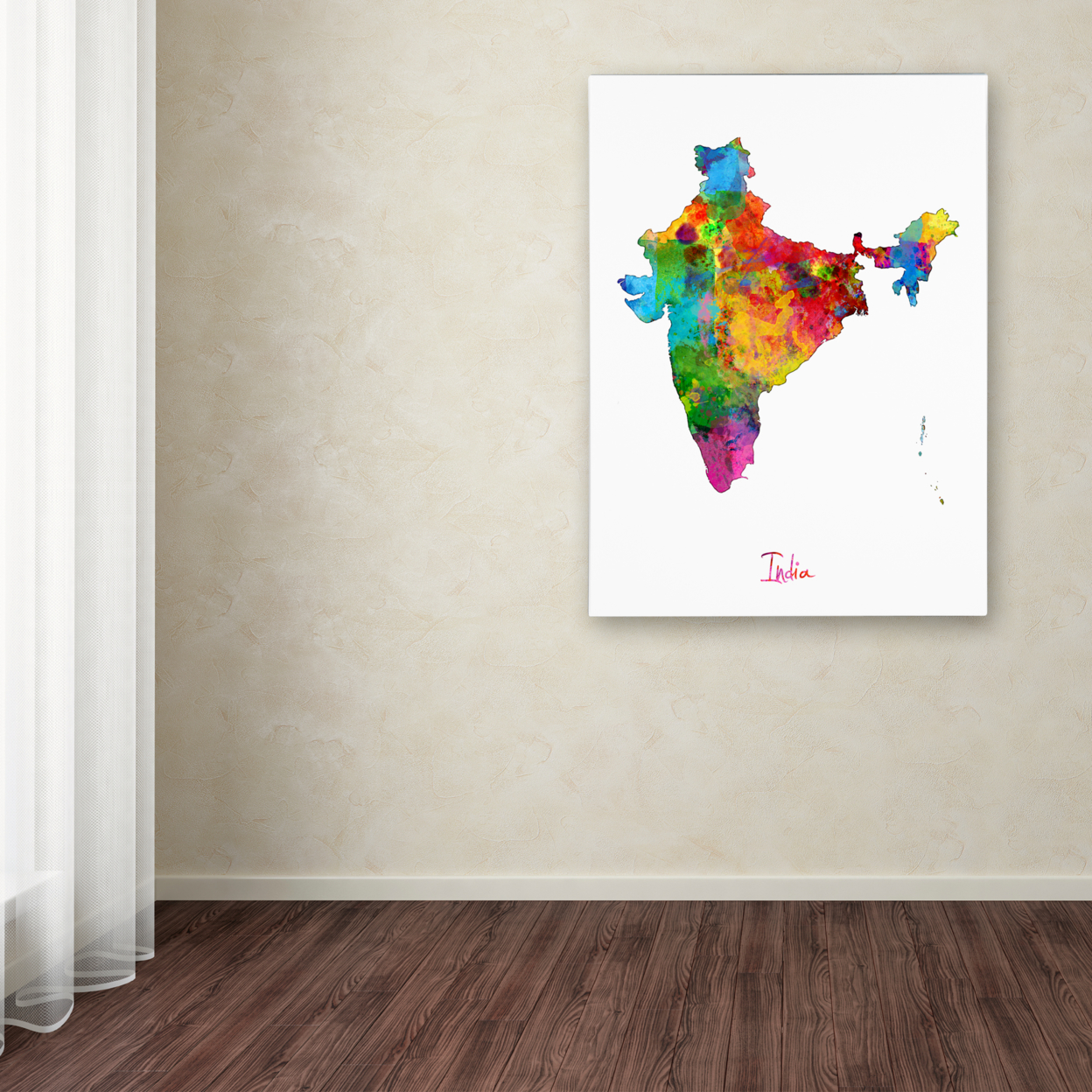 Michael Tompsett 'India Watercolor Map II' Canvas Wall Art 35 X 47 Inches