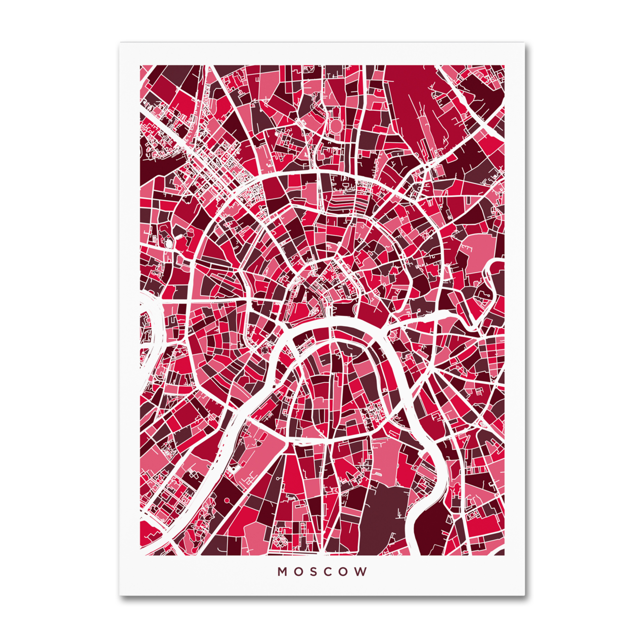 Michael Tompsett 'Moscow City Street Map IV' Canvas Wall Art 35 X 47 Inches