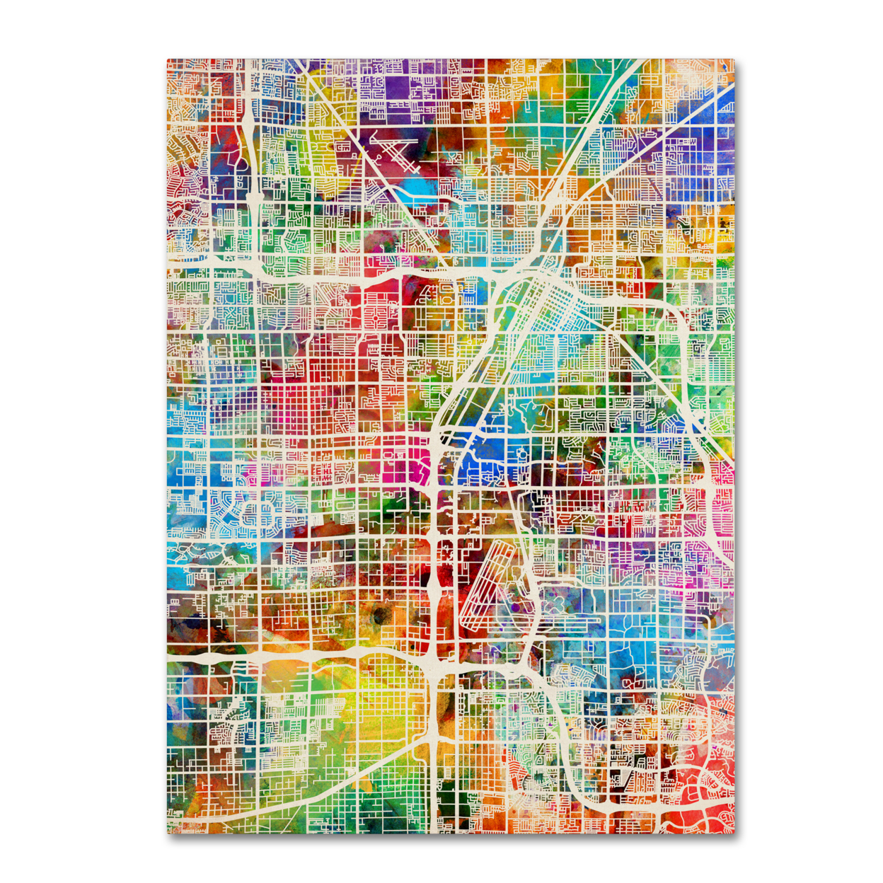 Michael Tompsett 'Las Vegas City Street Map' Canvas Wall Art 35 X 47 Inches