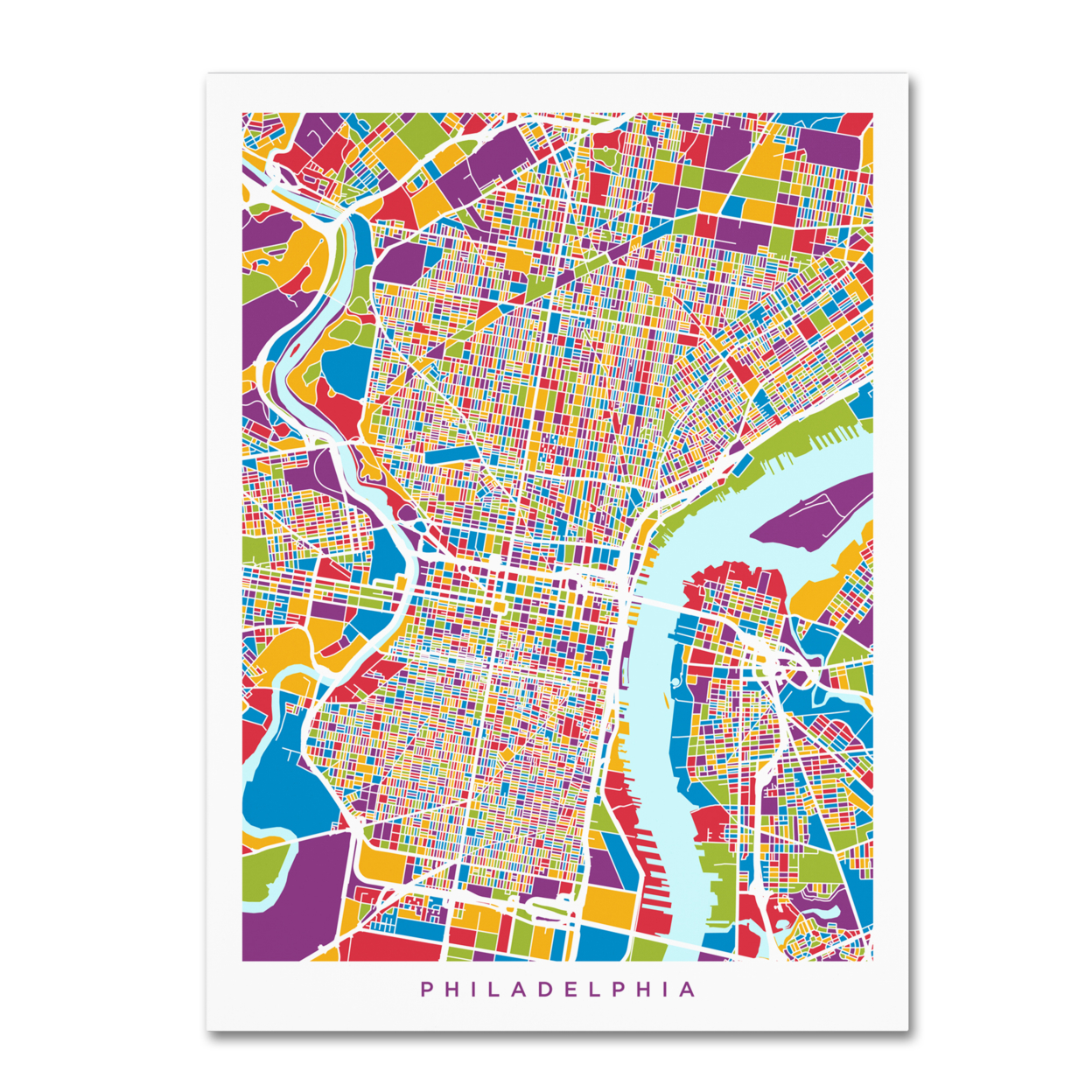 Michael Tompsett 'Philadelphia Pennsylvania Street Map III' Canvas Wall Art 35 X 47 Inches