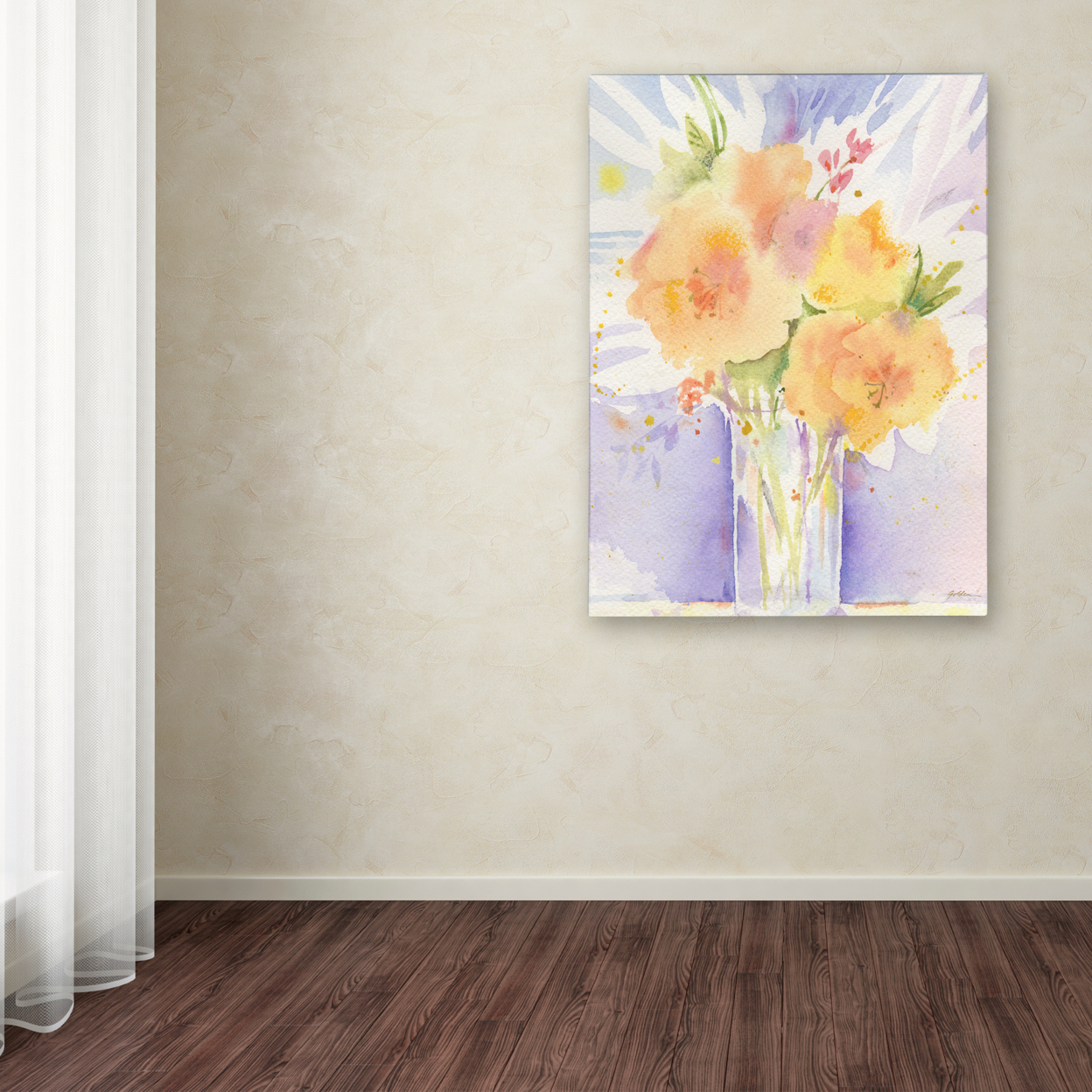 Sheila Golden 'Purple Vase Reflection' Canvas Wall Art 35 X 47 Inches