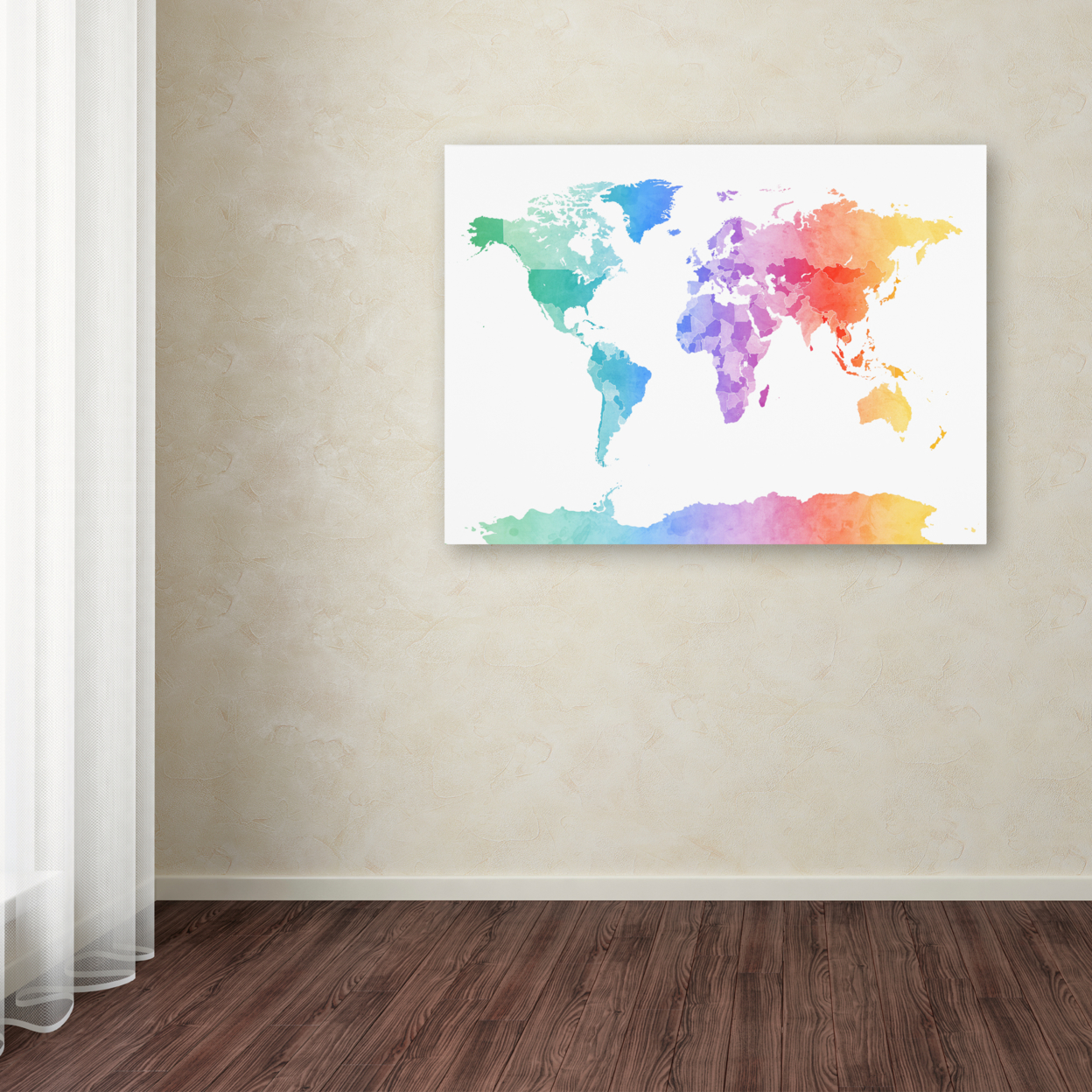 Michael Tompsett 'Watercolor Map Of The World' Canvas Wall Art 35 X 47 Inches