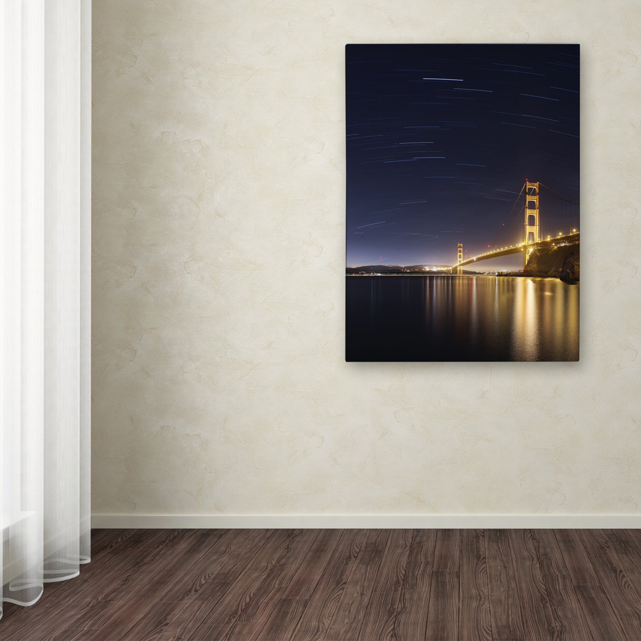 Moises Levy 'Golden Gate And Stars' Canvas Wall Art 35 X 47 Inches