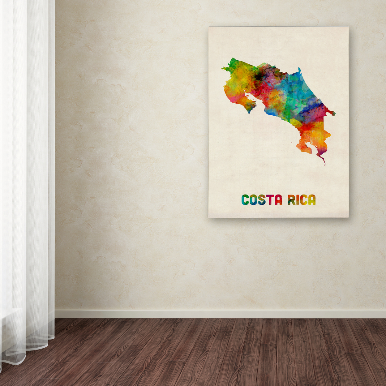 Michael Tompsett 'Costa Rica Watercolor Map' Canvas Wall Art 35 X 47 Inches