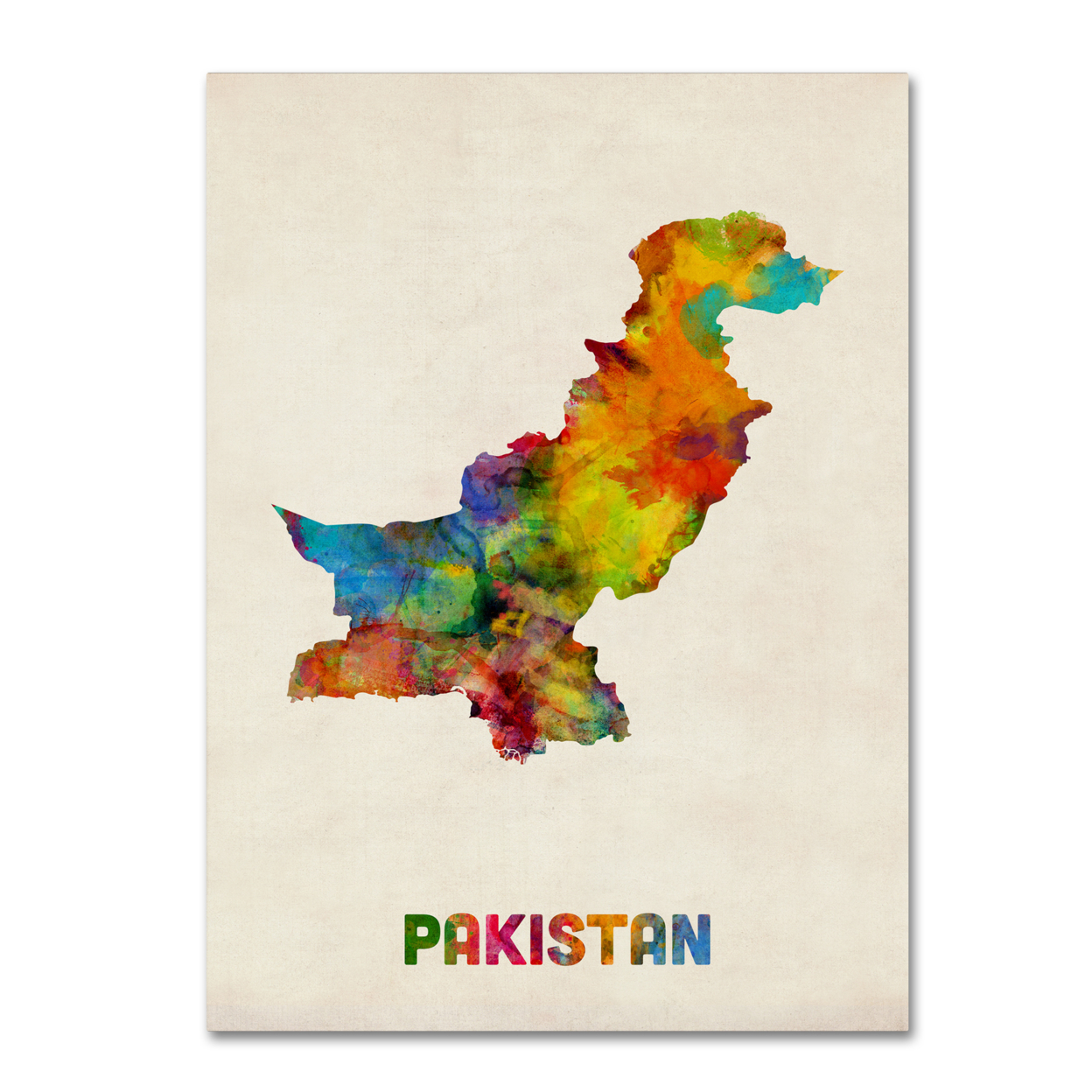 Michael Tompsett 'Pakistan Watercolor Map' Canvas Wall Art 35 X 47 Inches