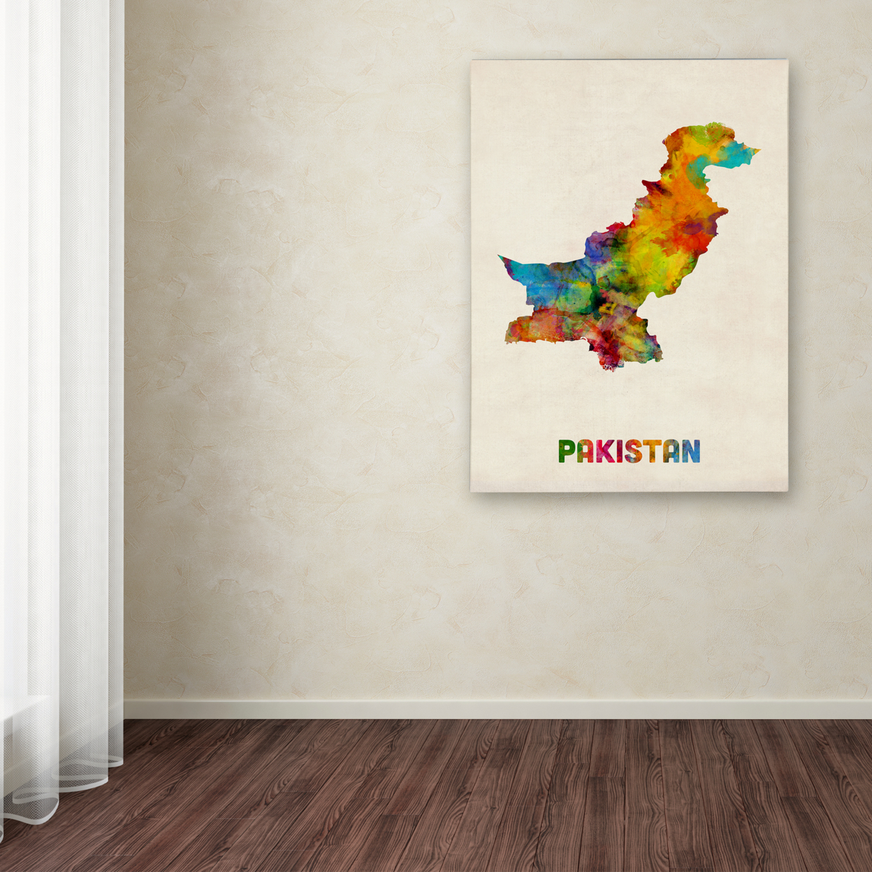 Michael Tompsett 'Pakistan Watercolor Map' Canvas Wall Art 35 X 47 Inches