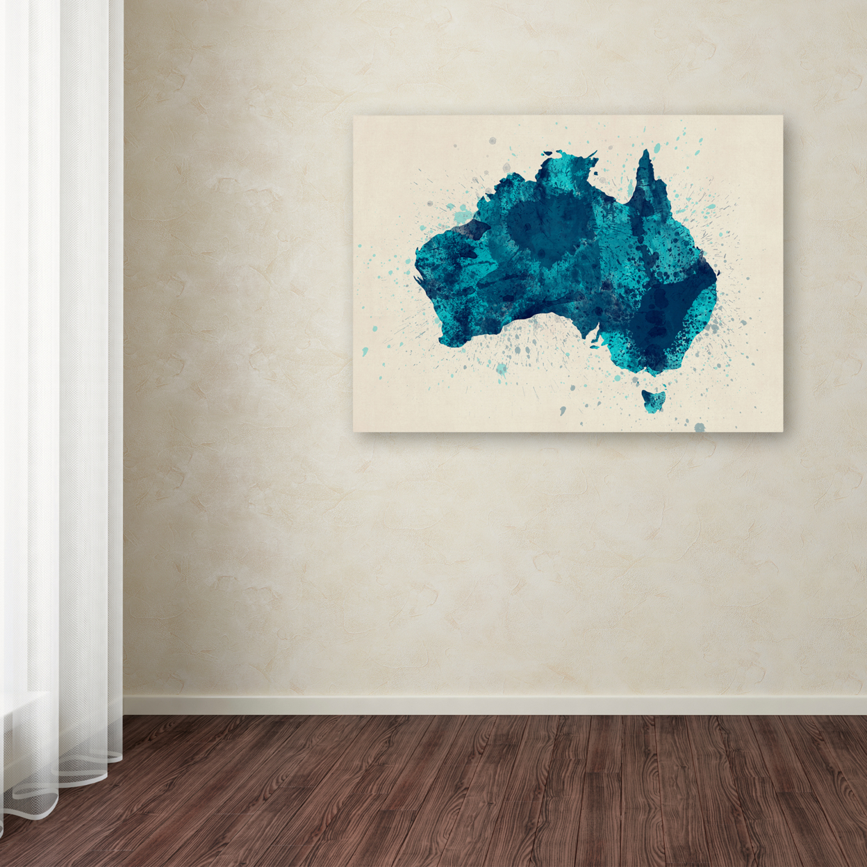 Michael Tompsett 'Australia Paint Splashes Map 2' Canvas Wall Art 35 X 47 Inches