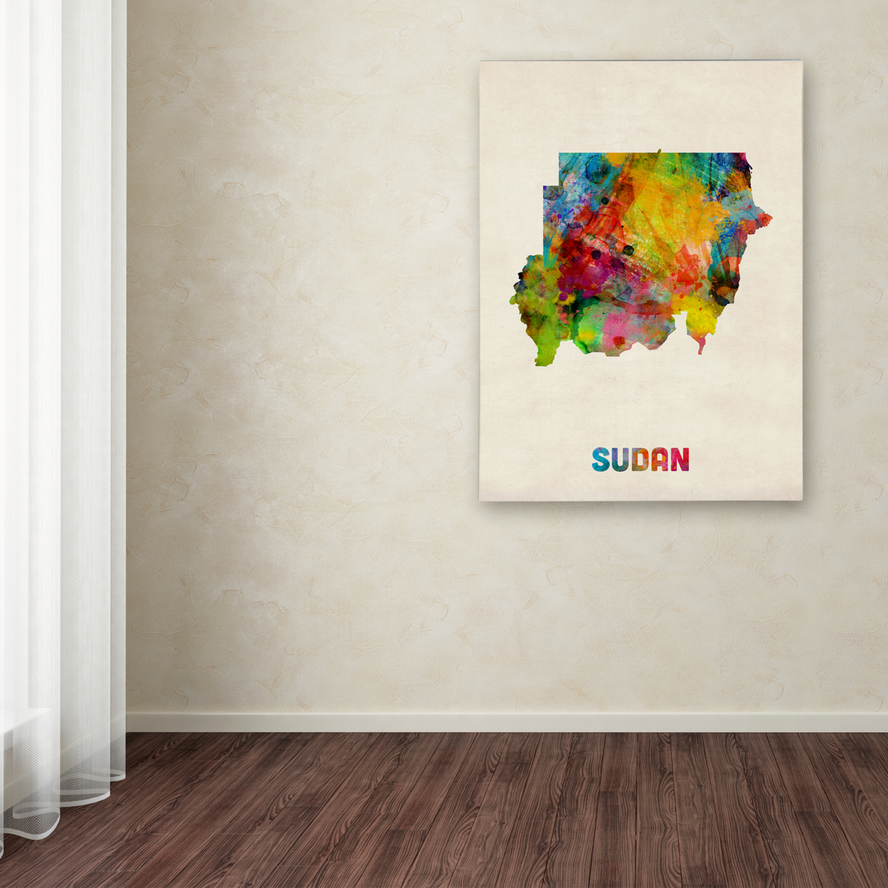 Michael Tompsett 'Sudan Watercolor Map' Canvas Wall Art 35 X 47 Inches