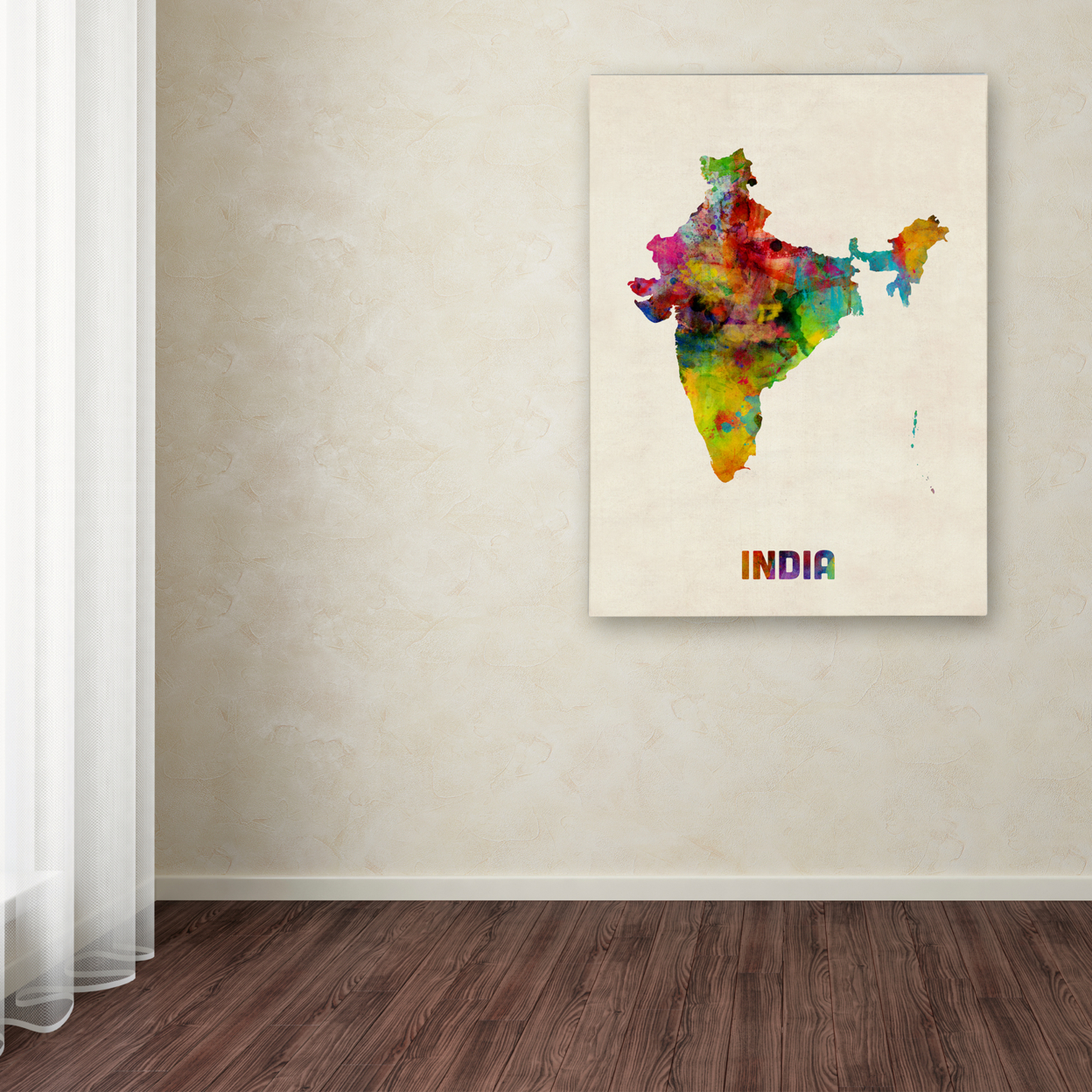 Michael Tompsett 'India Watercolor Map' Canvas Wall Art 35 X 47 Inches