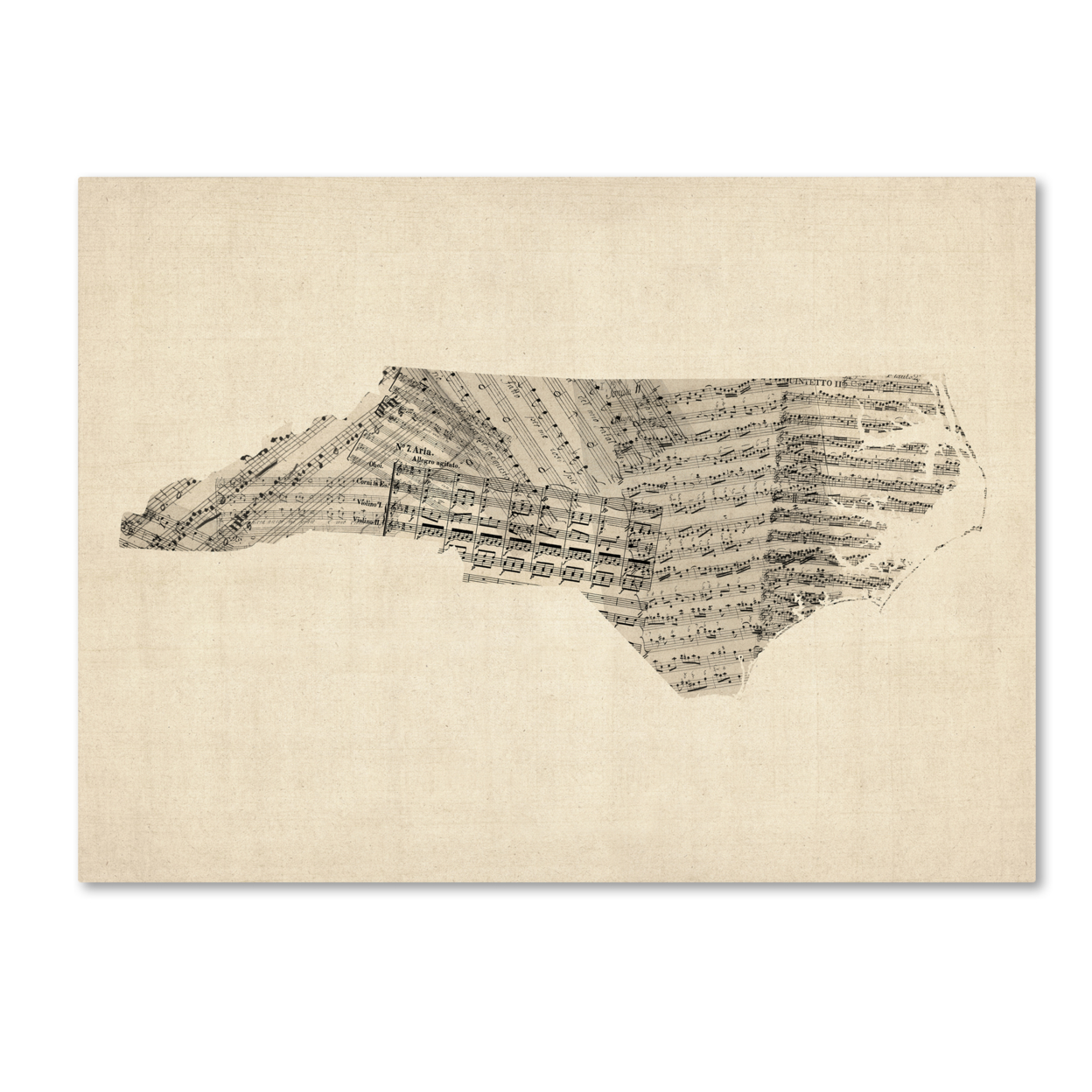 Michael Tompsett 'Old Sheet Music Map Of North Carolina' Canvas Wall Art 35 X 47 Inches