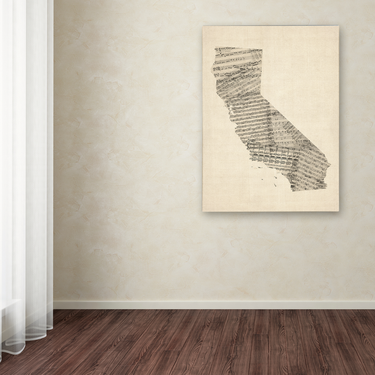 Michael Tompsett 'Old Sheet Music Map Of California' Canvas Wall Art 35 X 47 Inches