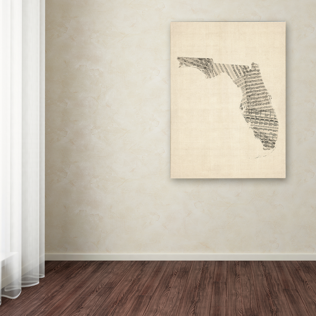 Michael Tompsett 'Old Sheet Music Map Of Florida' Canvas Wall Art 35 X 47 Inches