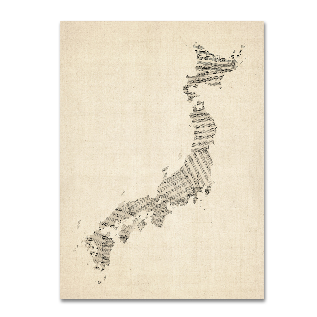 Michael Tompsett 'Old Sheet Music Map Of Japan' Canvas Wall Art 35 X 47 Inches