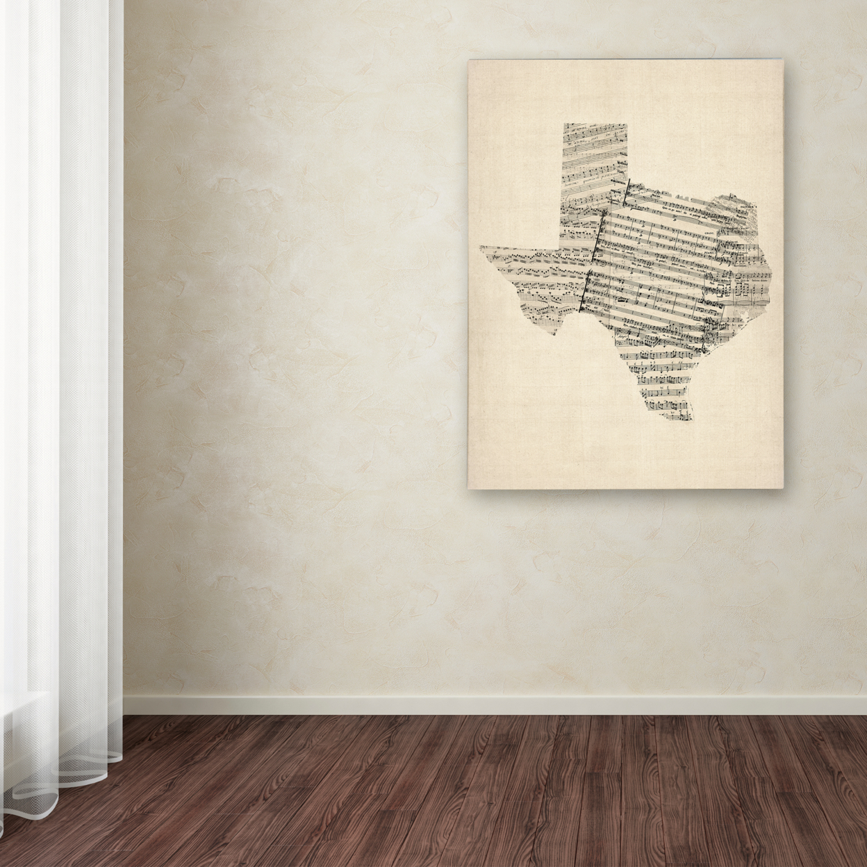 Michael Tompsett 'Old Sheet Music Map Of Texas' Canvas Wall Art 35 X 47 Inches