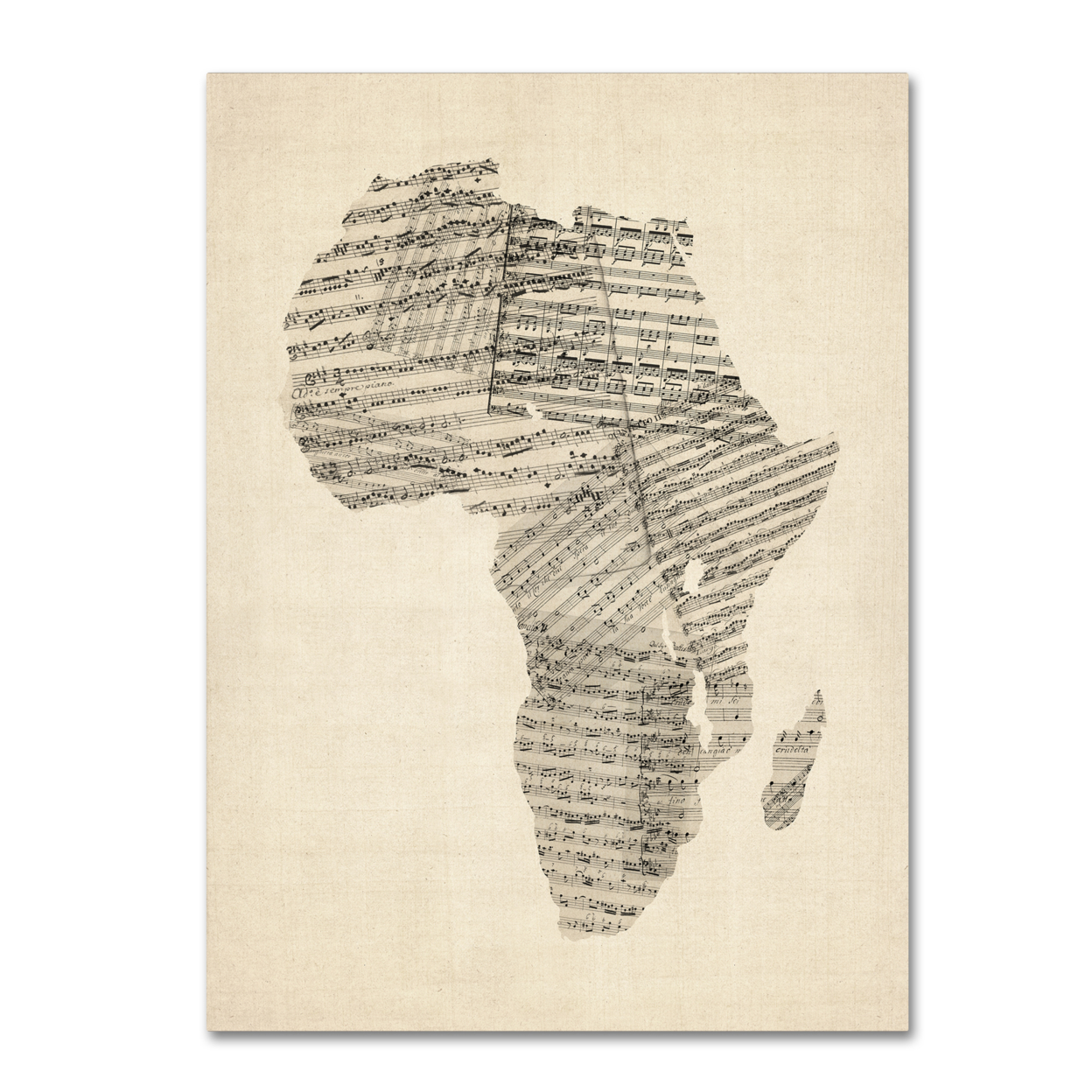 Michael Tompsett 'Old Sheet Music Map Of Africa' Canvas Wall Art 35 X 47 Inches