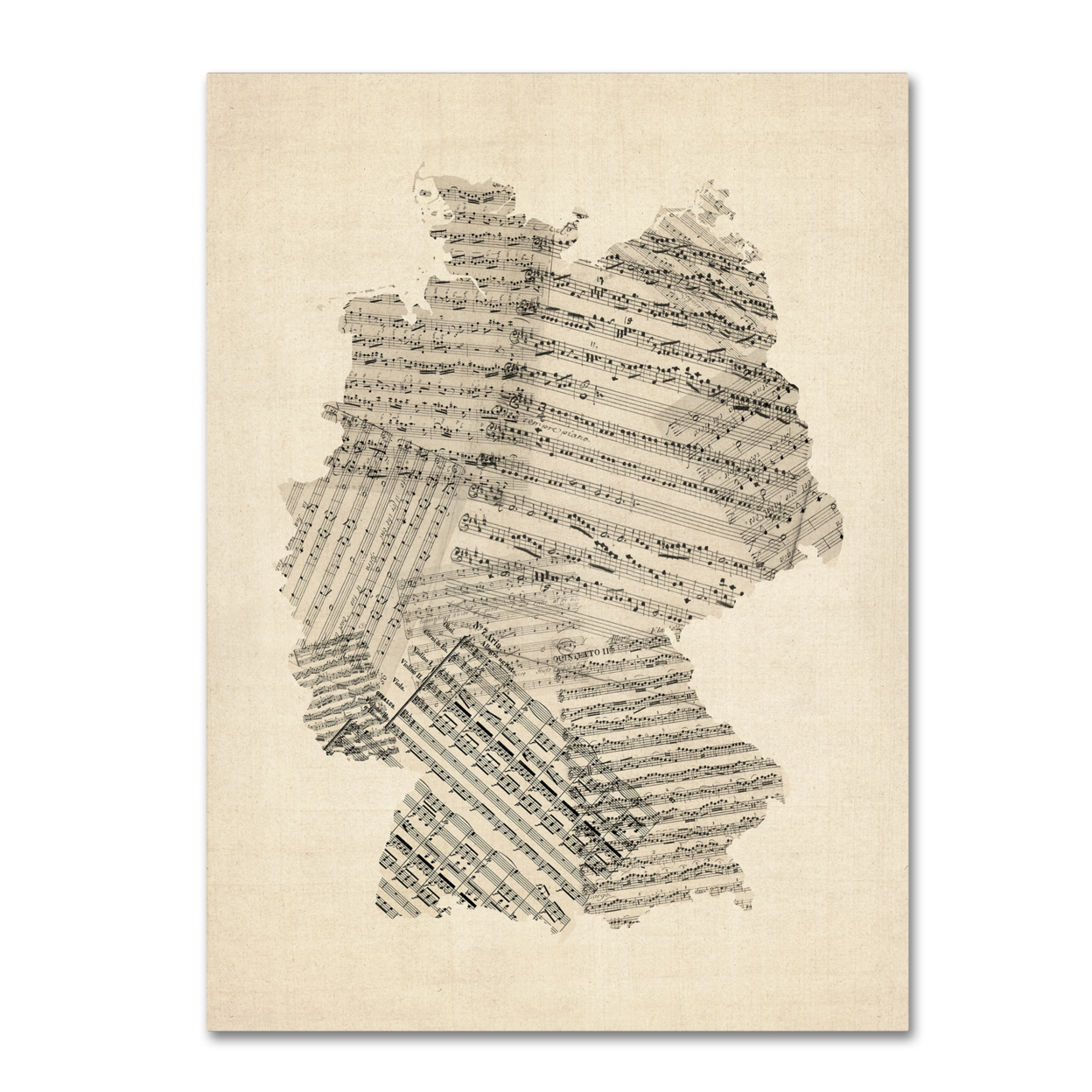 Michael Tompsett 'Old Sheet Music Map Of Germany' Canvas Wall Art 35 X 47 Inches