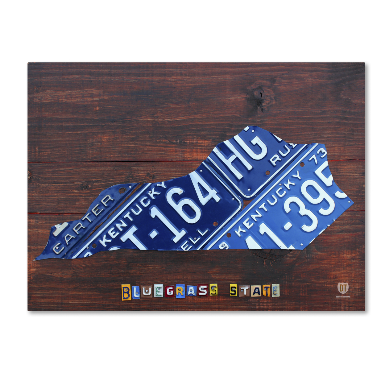 Design Turnpike 'Kentucky License Plate Map' Canvas Wall Art 35 X 47 Inches