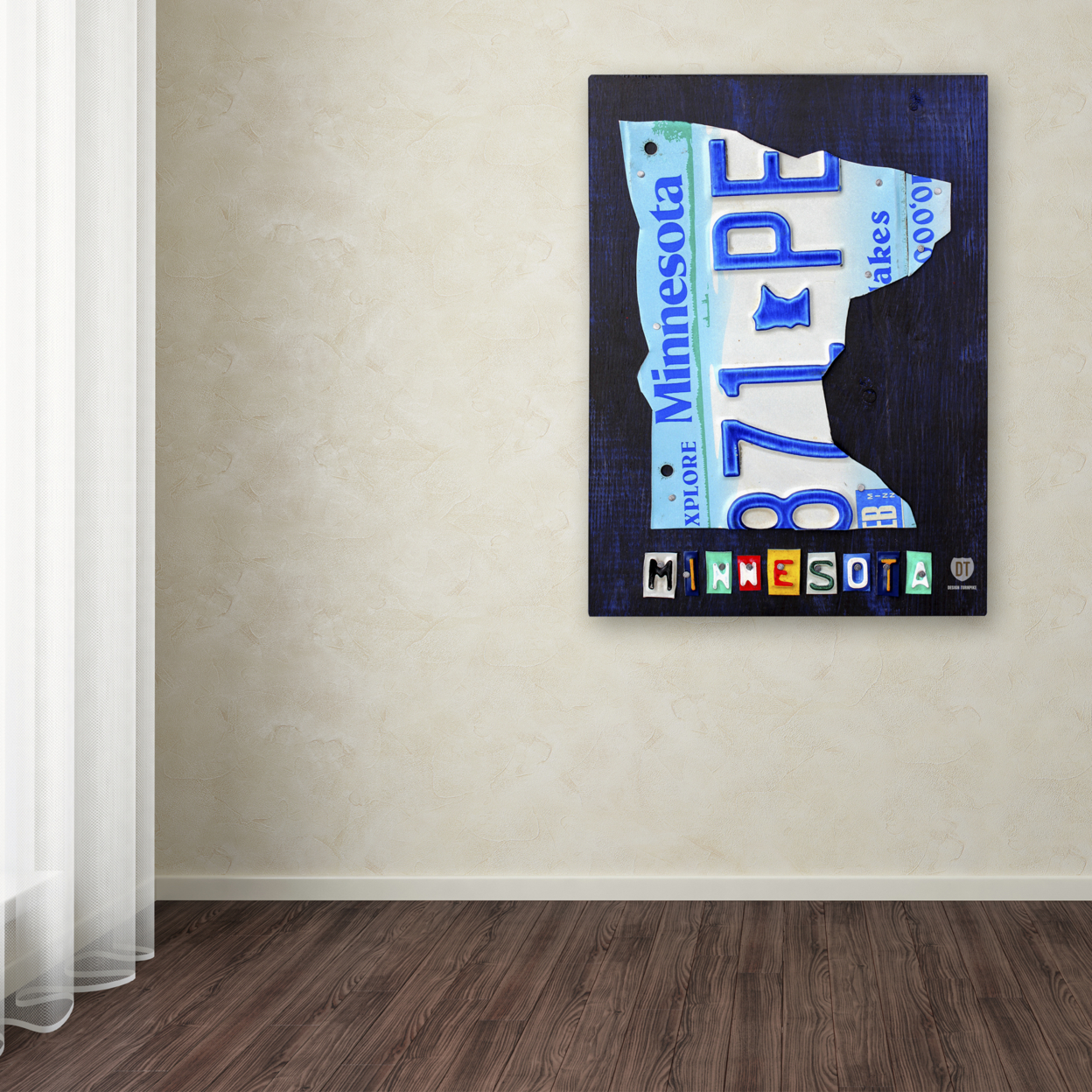 Design Turnpike 'Minnesota License Plate Map' Canvas Wall Art 35 X 47 Inches