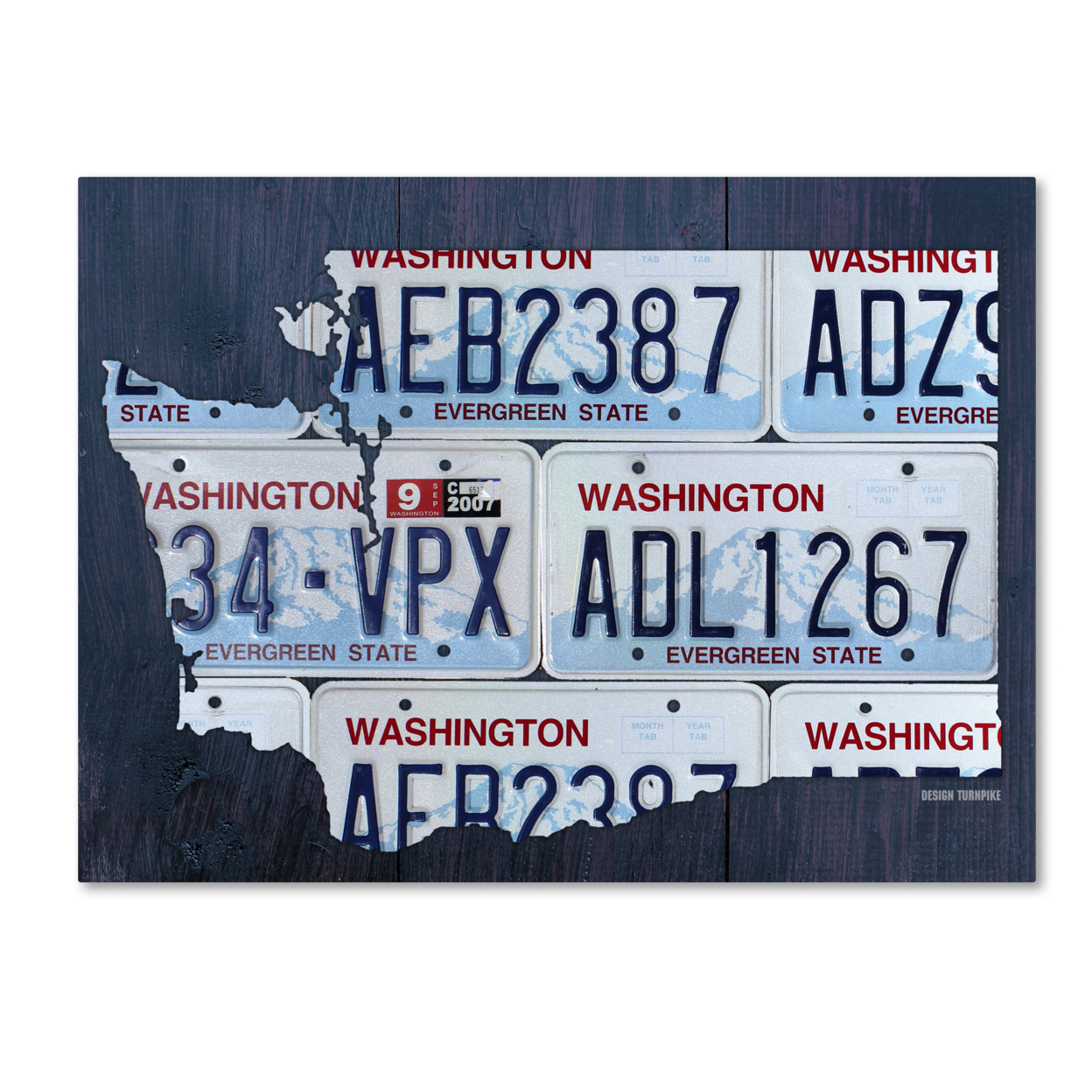 Design Turnpike 'Washington License Plate Map' Canvas Wall Art 35 X 47 Inches