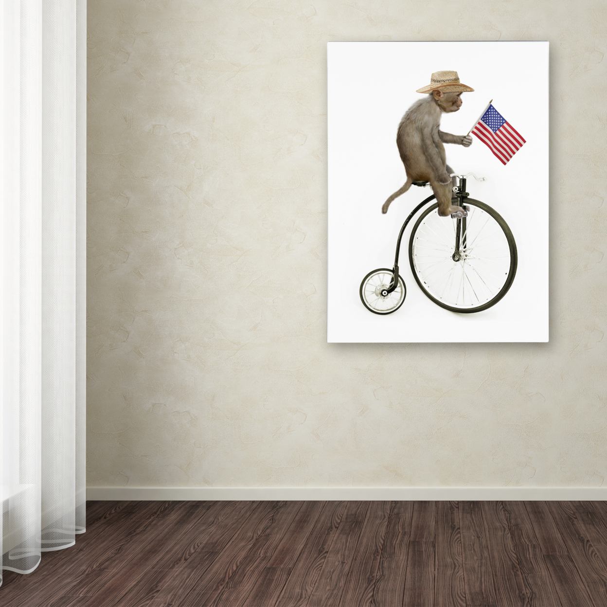 J Hovenstine Studios 'Monkeys Riding Bikes #3' Canvas Wall Art 35 X 47 Inches