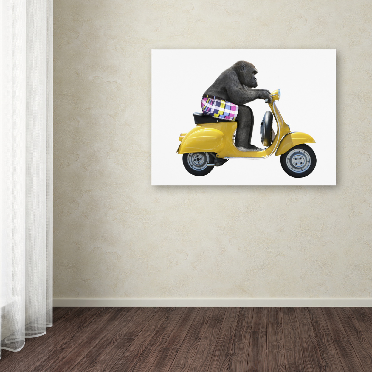 J Hovenstine Studios 'Monkeys Riding Bikes #4' Canvas Wall Art 35 X 47 Inches